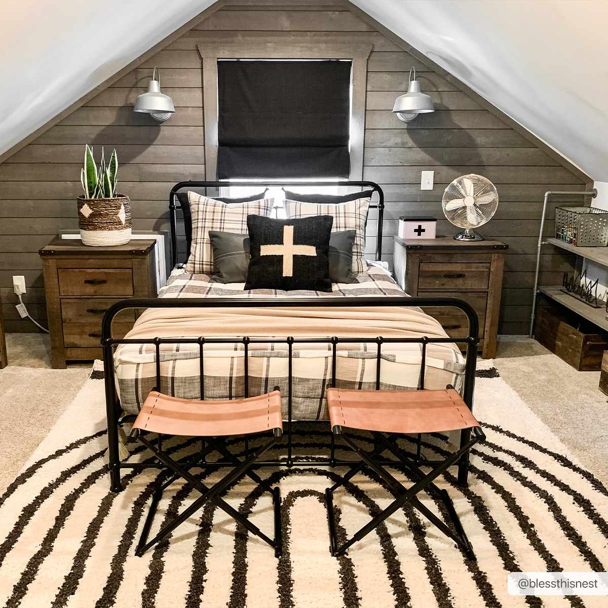 Ivory and Charcoal Geometrical Moroccan Design Plush Pile Area Rug - Image 3