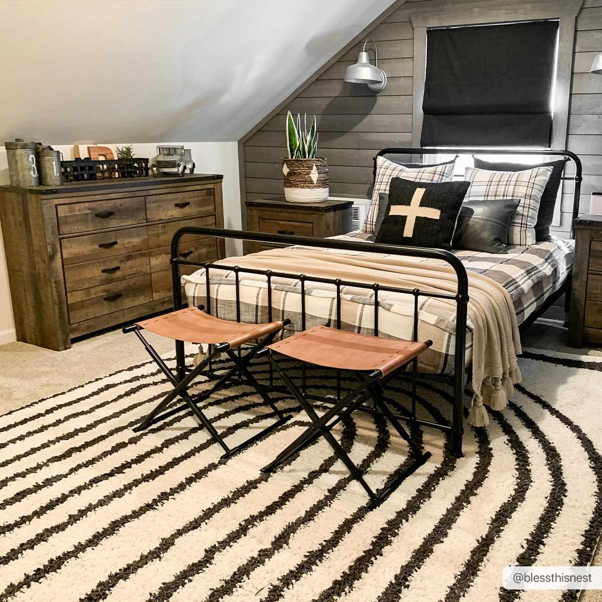 Ivory and Charcoal Geometrical Moroccan Design Plush Pile Area Rug - Image 4