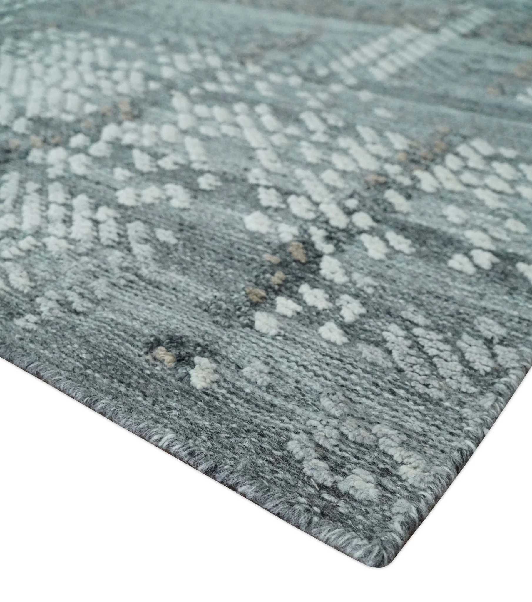 High-Low Ivory, Gray and Charcoal 8x10 hand knotted Contemporary wool Area rug - Image 5
