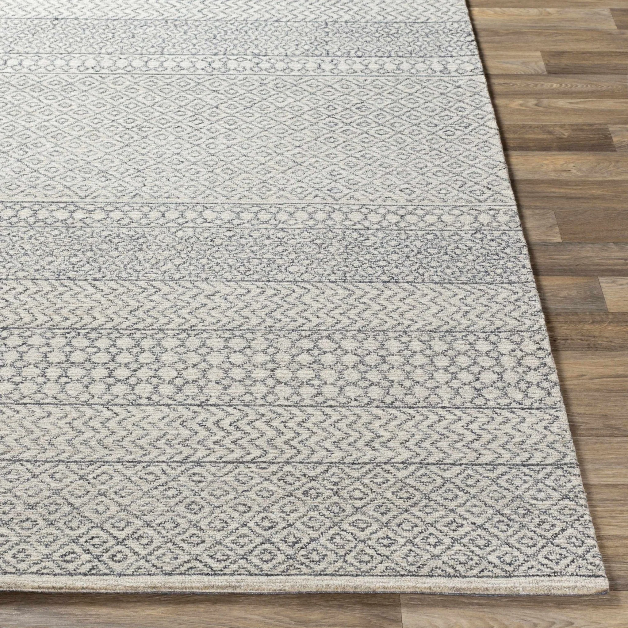 Premium style Ivory and Charcoal Hand Tufted Tribal Multi size Wool Area Rug - Image 12