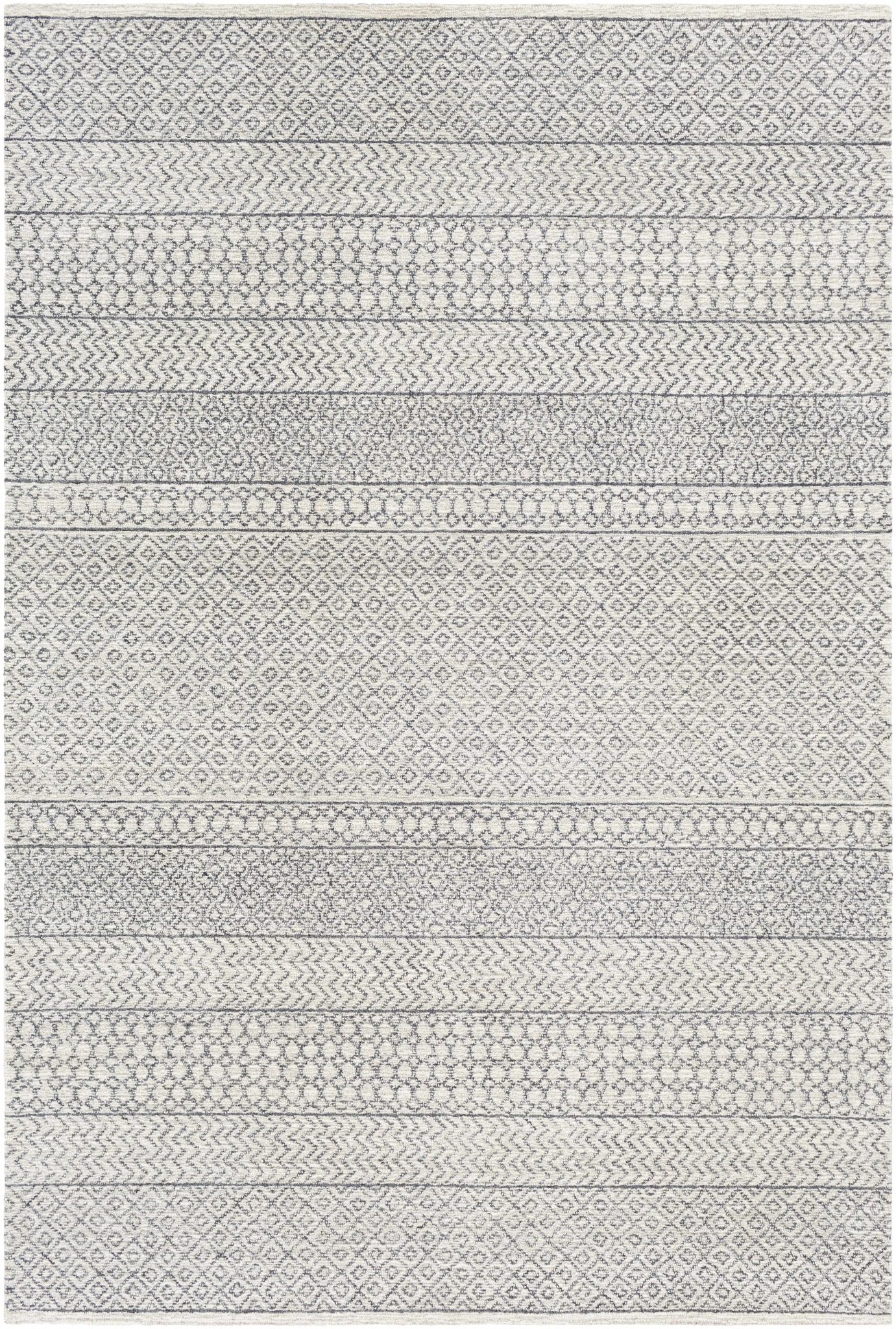 Premium style Ivory and Charcoal Hand Tufted Tribal Multi size Wool Area Rug - Image 2