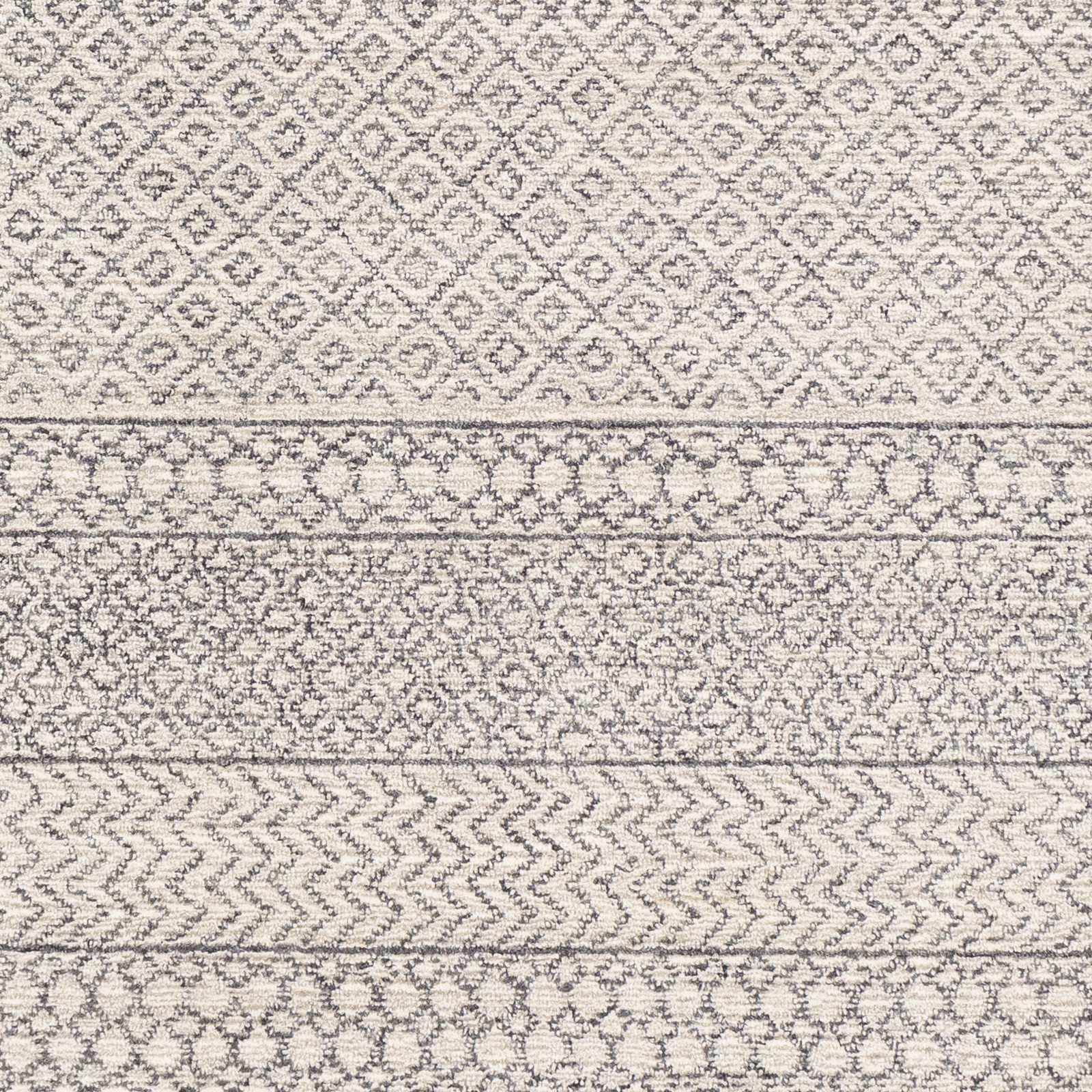 Premium style Ivory and Charcoal Hand Tufted Tribal Multi size Wool Area Rug - Image 7