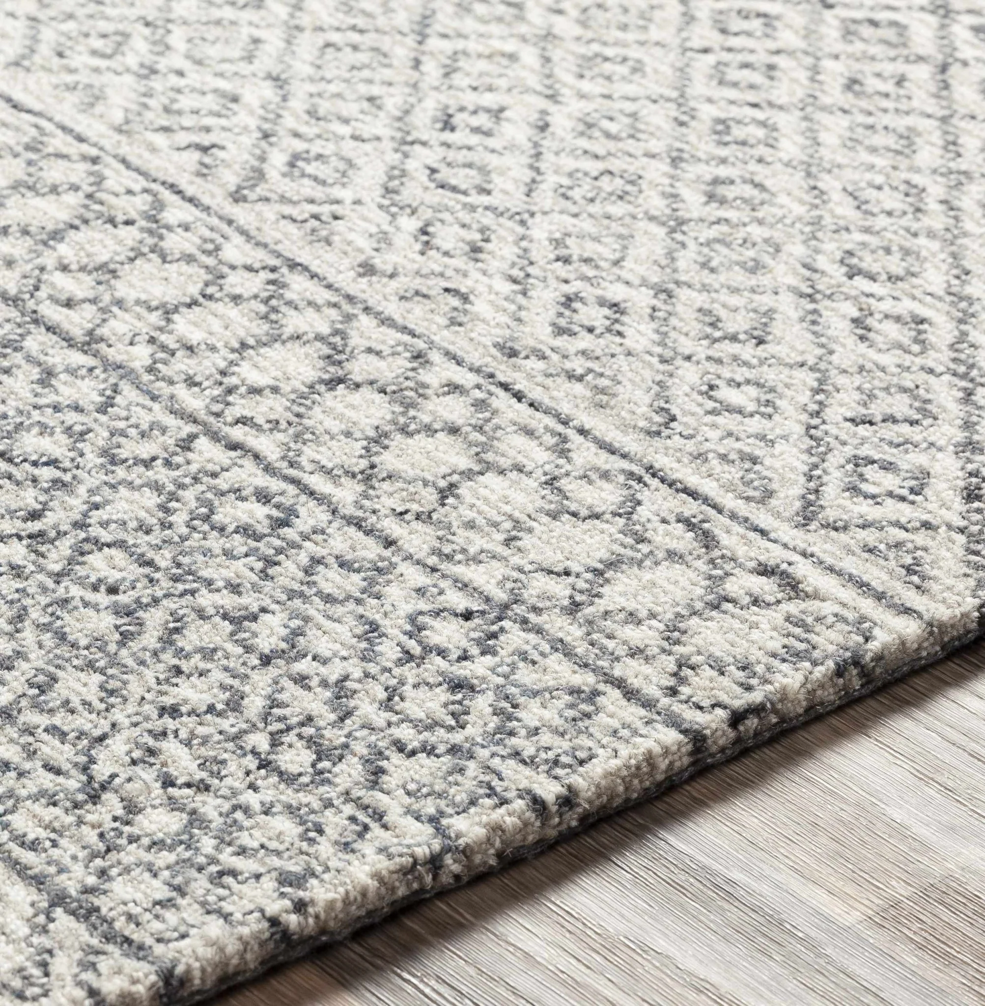 Premium style Ivory and Charcoal Hand Tufted Tribal Multi size Wool Area Rug - Image 8
