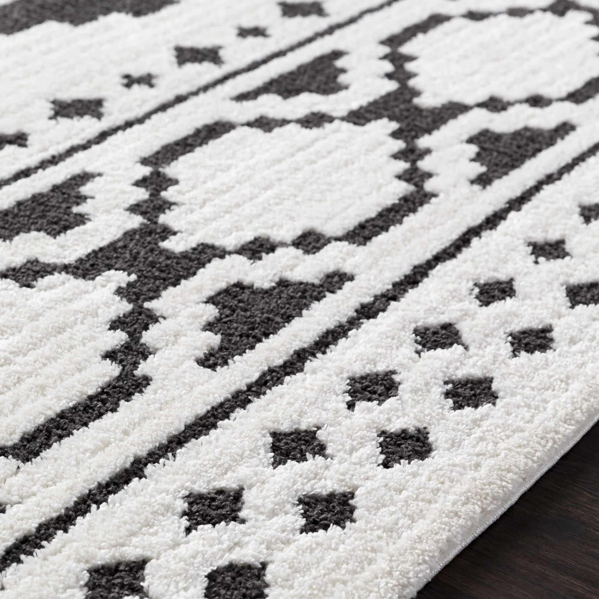 Ivory and Charcoal High low Texture Tribal Design Area Rug - Image 11