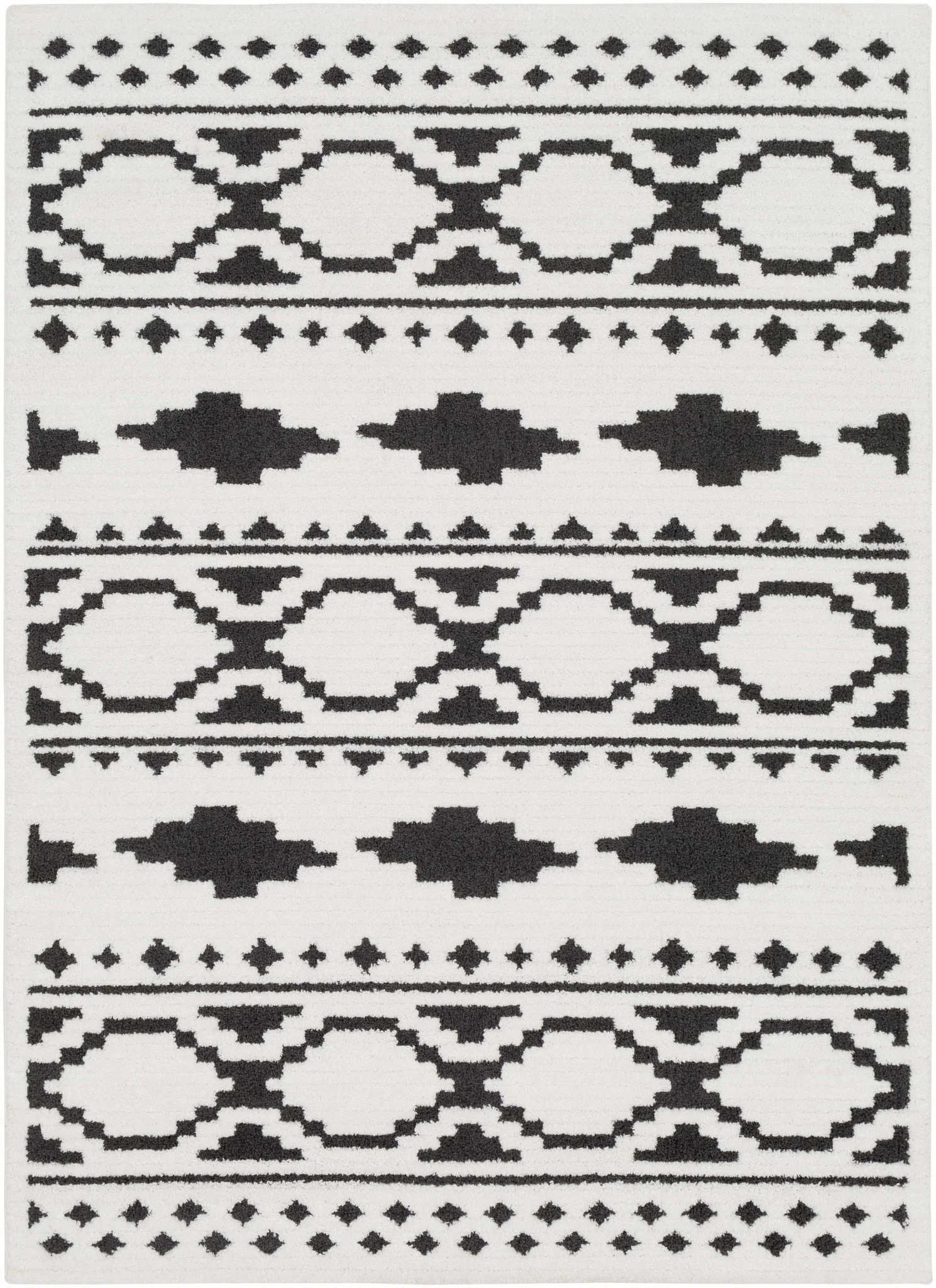 Ivory and Charcoal High low Texture Tribal Design Area Rug - Image 12