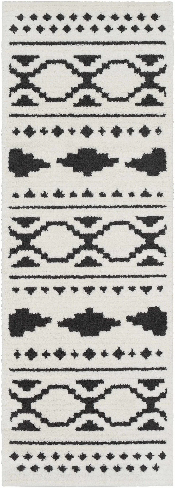 Ivory and Charcoal High low Texture Tribal Design Area Rug - Image 13