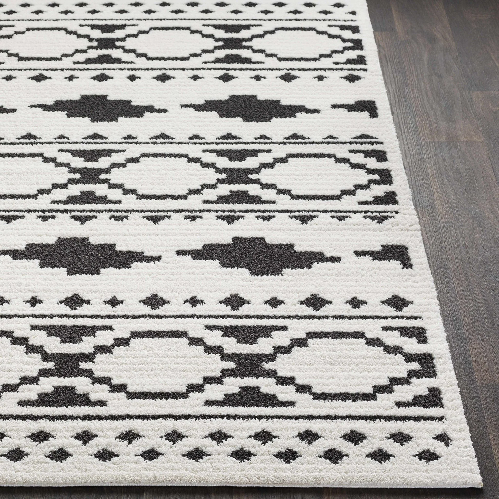 Ivory and Charcoal High low Texture Tribal Design Area Rug - Image 14