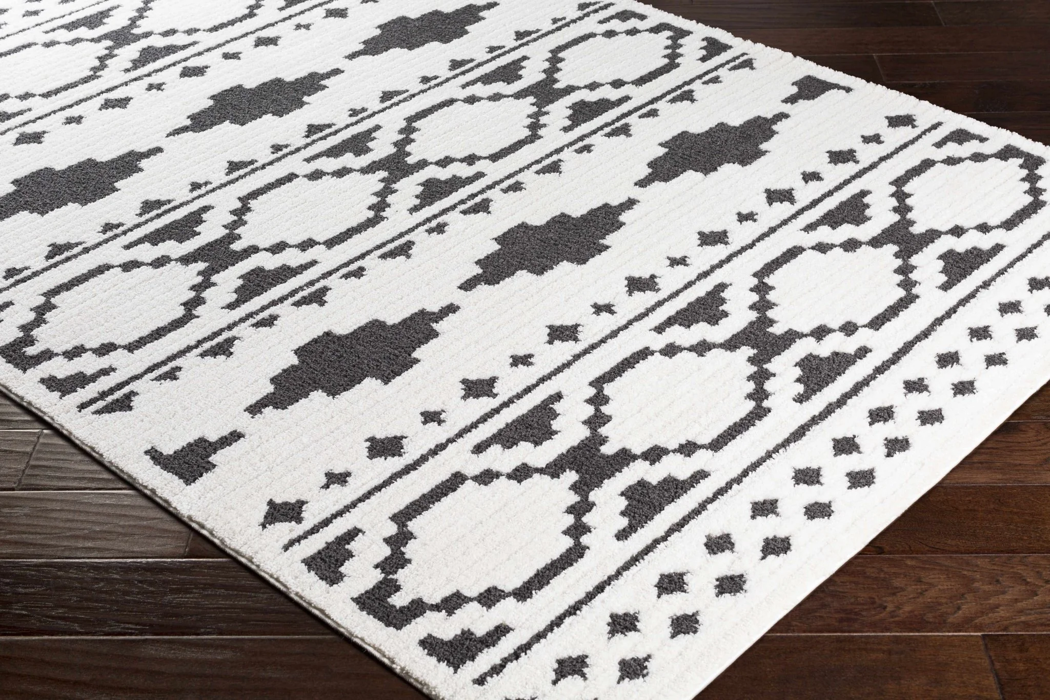 Ivory and Charcoal High low Texture Tribal Design Area Rug - Image 15