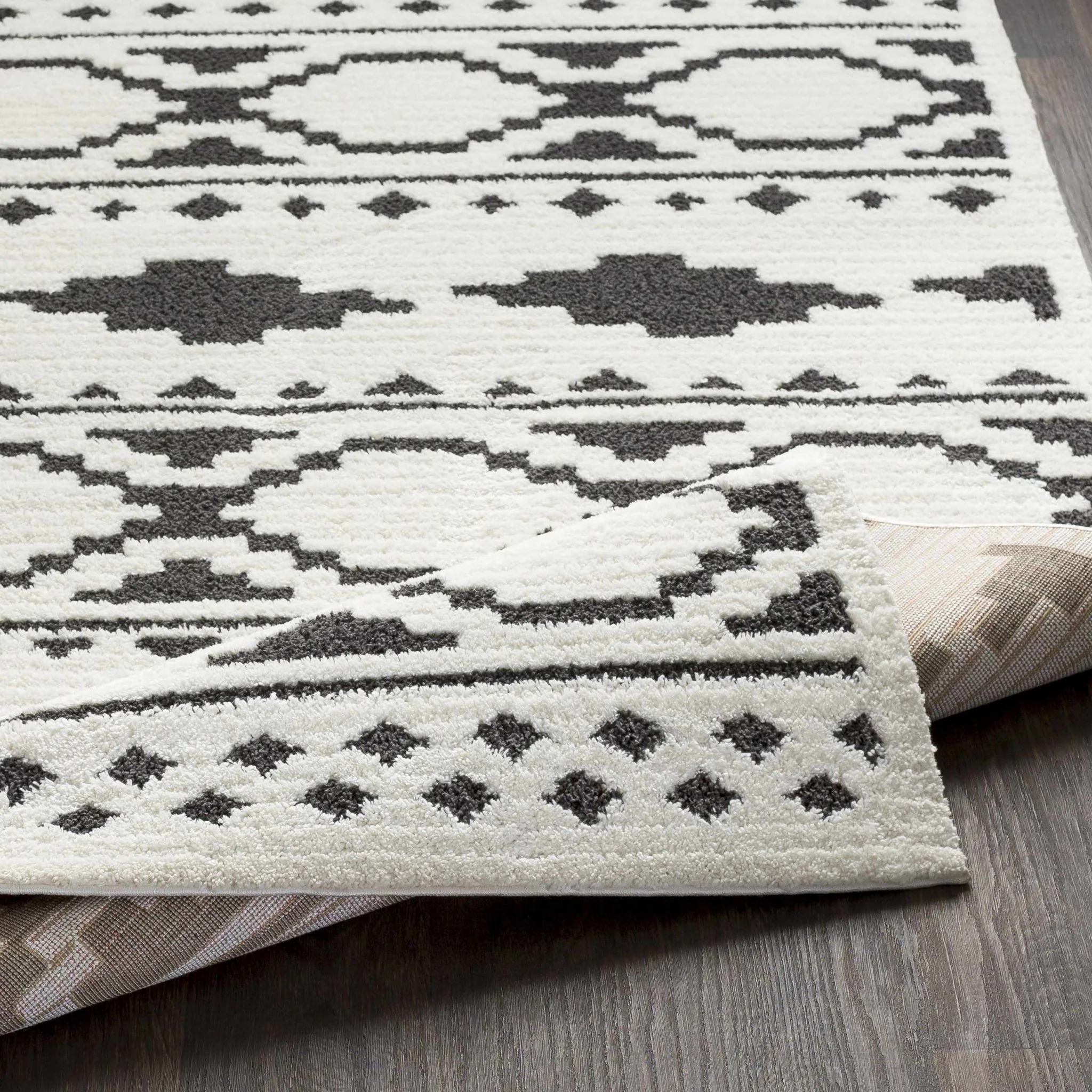 Ivory and Charcoal High low Texture Tribal Design Area Rug - Image 16