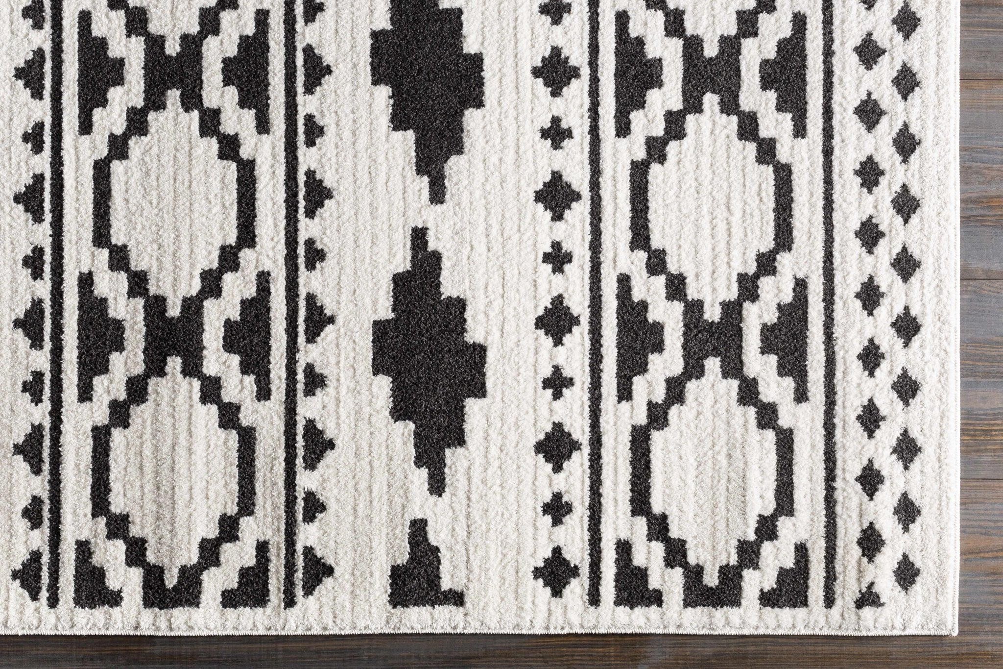 Ivory and Charcoal High low Texture Tribal Design Area Rug - Image 8