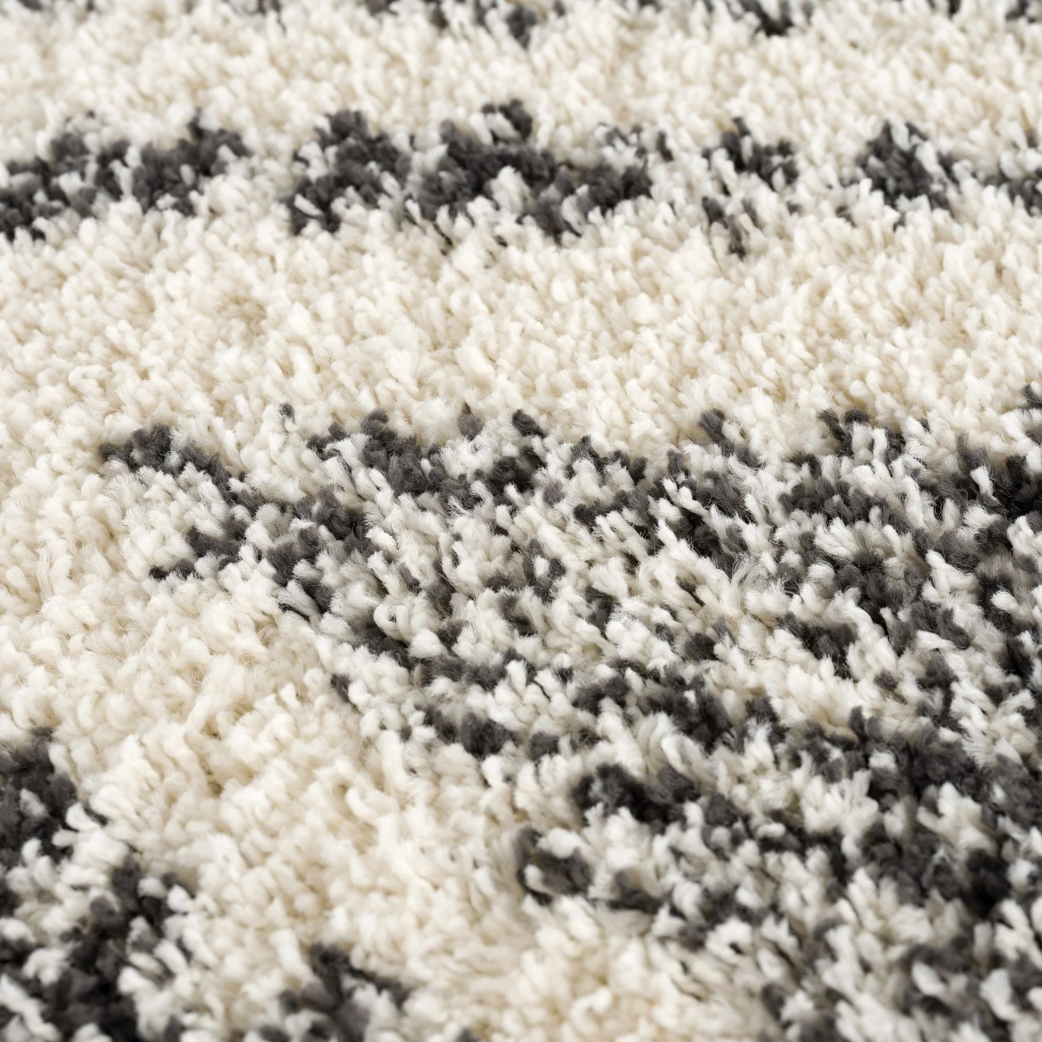 Modern Geometrical Ivory and Charcoal Plush Pile Moroccan Style Area Rug - Image 13