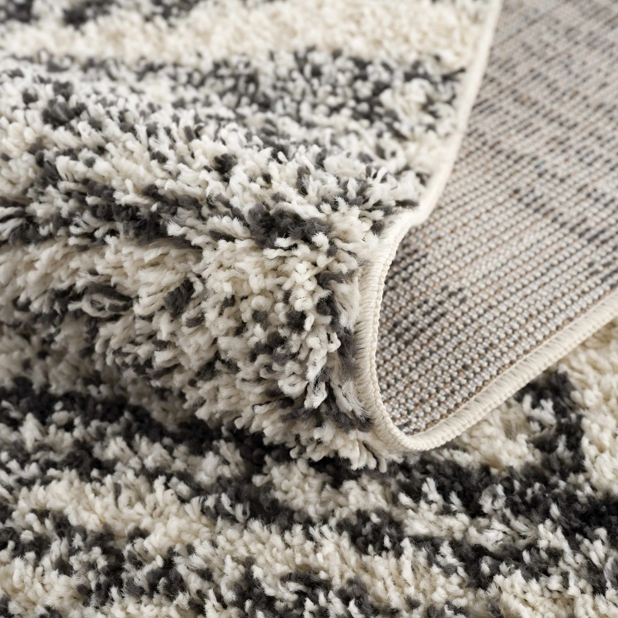 Modern Geometrical Ivory and Charcoal Plush Pile Moroccan Style Area Rug - Image 8