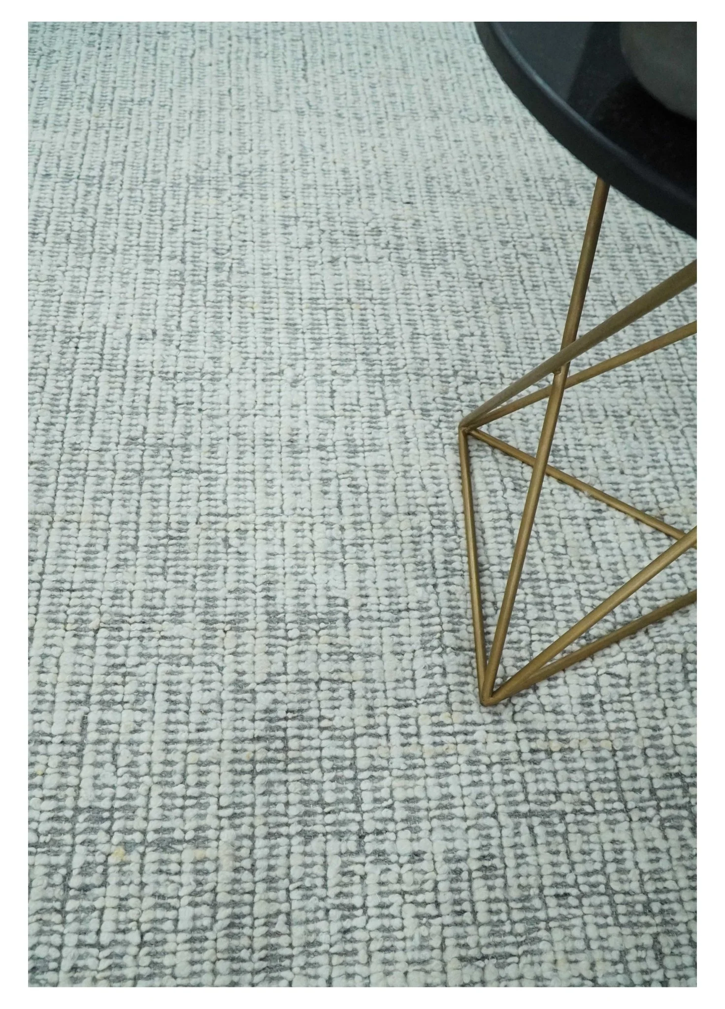 Ivory and Charcoal Traditional Abstract Hand Knotted 8x10 Wool Area Rug - Image 2