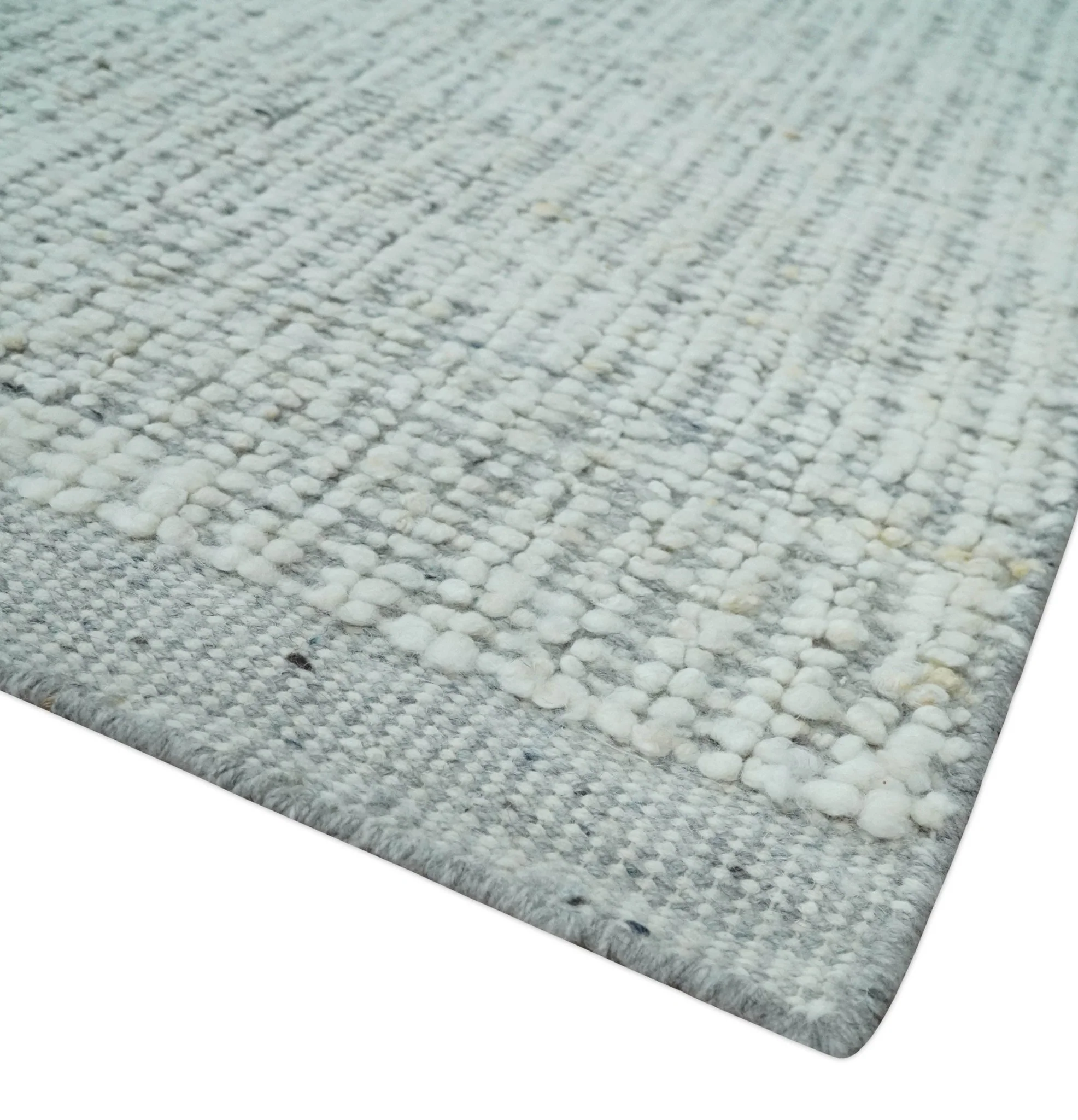Ivory and Charcoal Traditional Abstract Hand Knotted 8x10 Wool Area Rug - Image 5