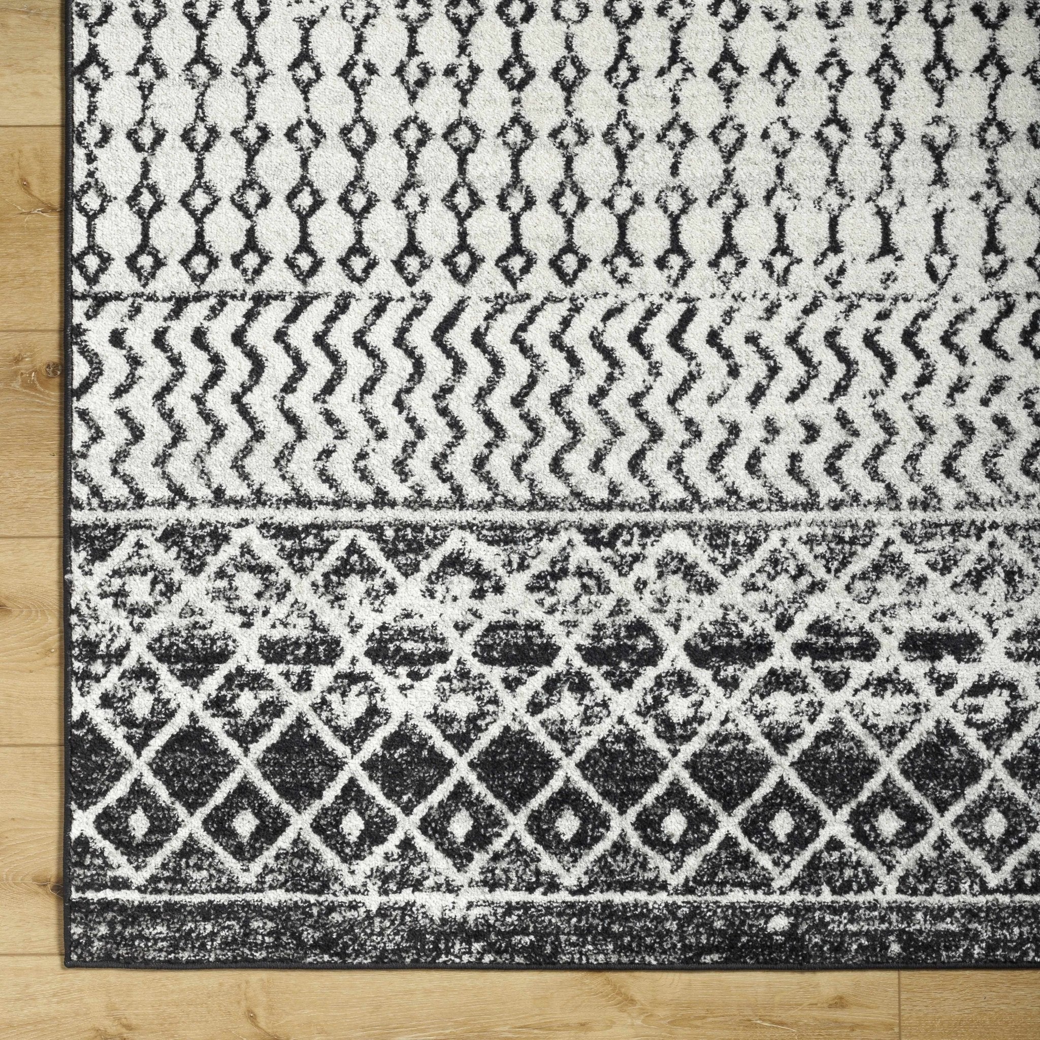 Tribal look Ivory and Charcoal Traditional Geometrical Design Rug - Image 26