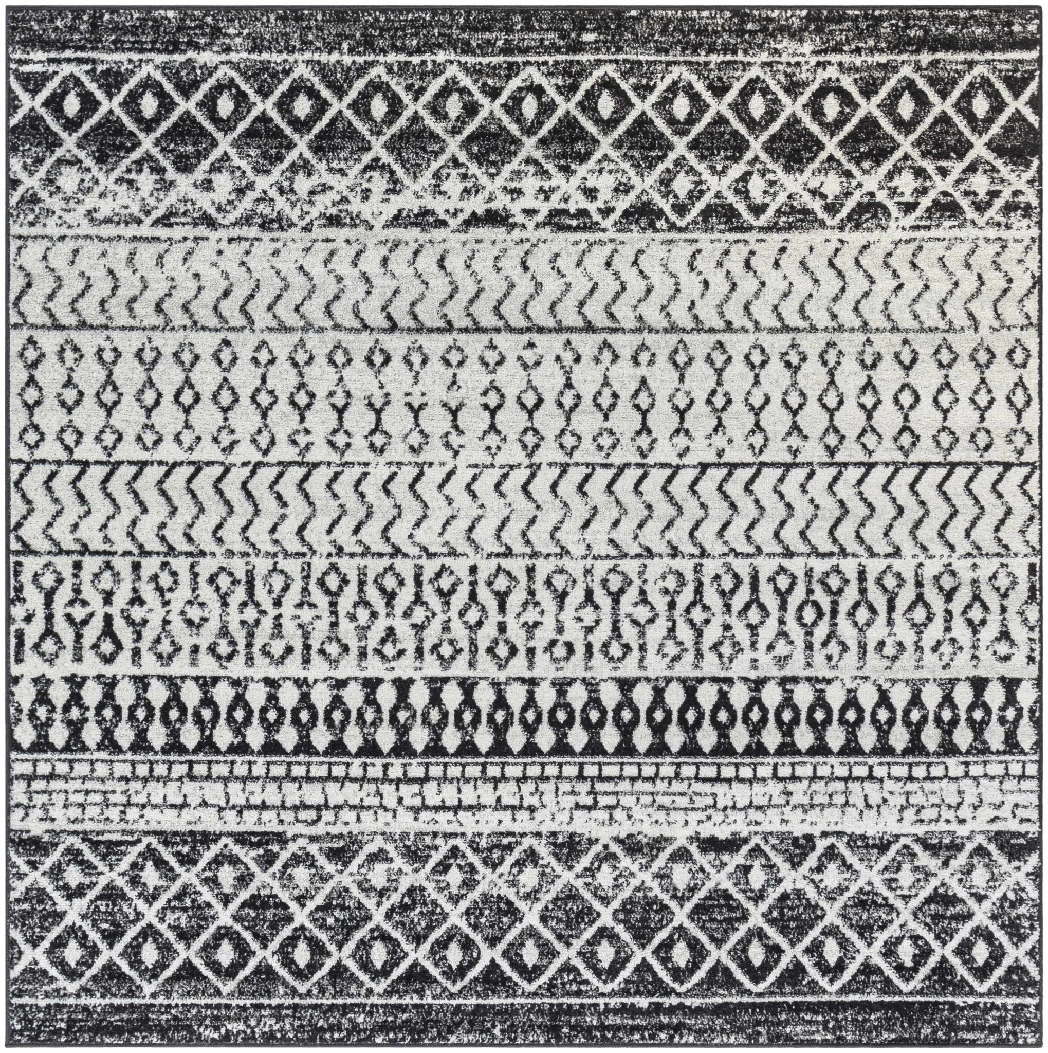Tribal look Ivory and Charcoal Traditional Geometrical Design Rug - Image 28