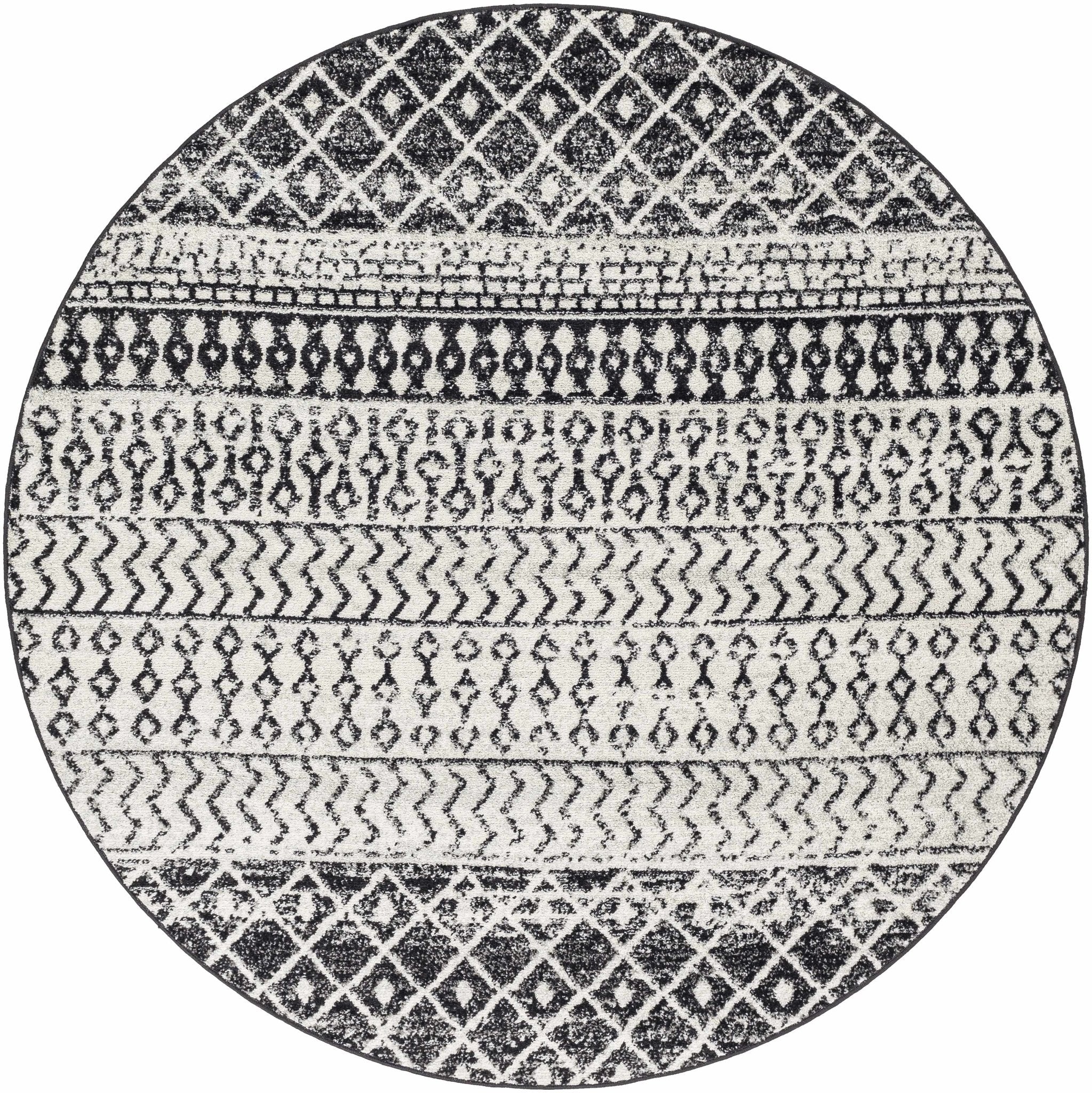 Tribal look Ivory and Charcoal Traditional Geometrical Design Rug - Image 29