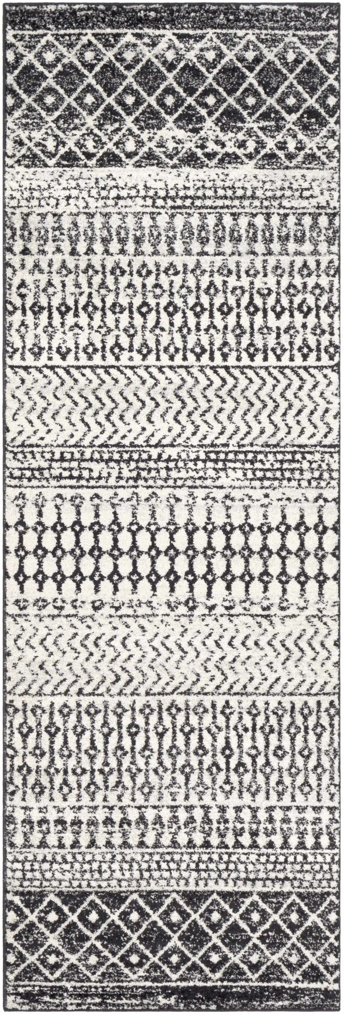 Tribal look Ivory and Charcoal Traditional Geometrical Design Rug - Image 5