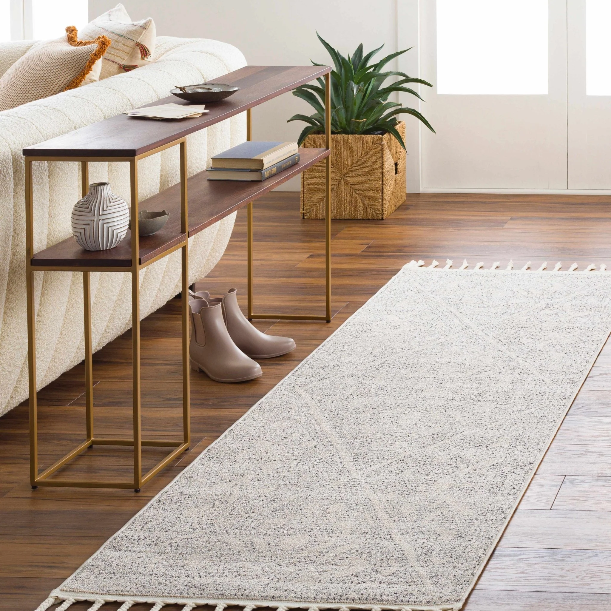 Contemporary Ivory and Charcoal Large Design Area Rug - Image 11
