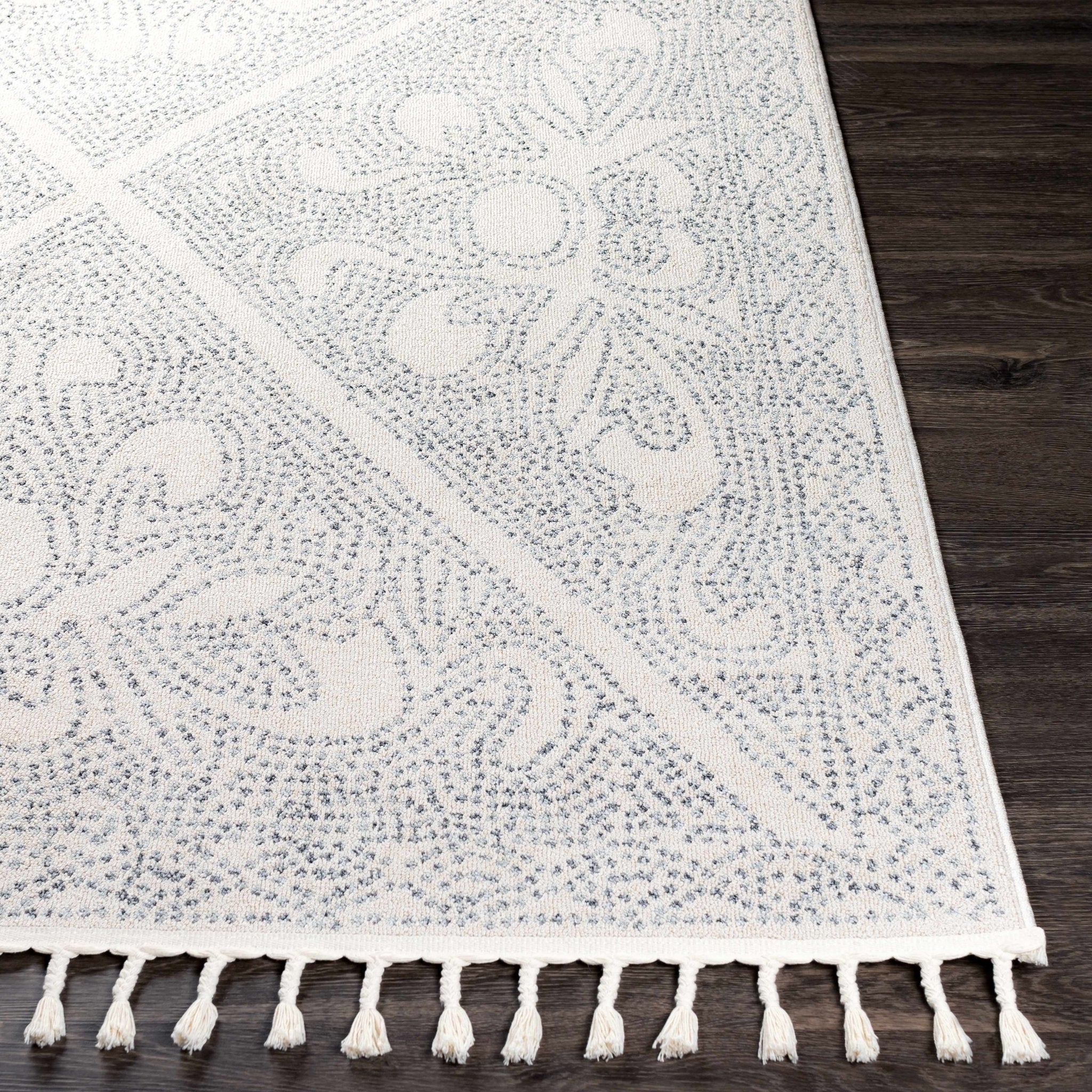 Contemporary Ivory and Charcoal Large Design Area Rug - Image 3