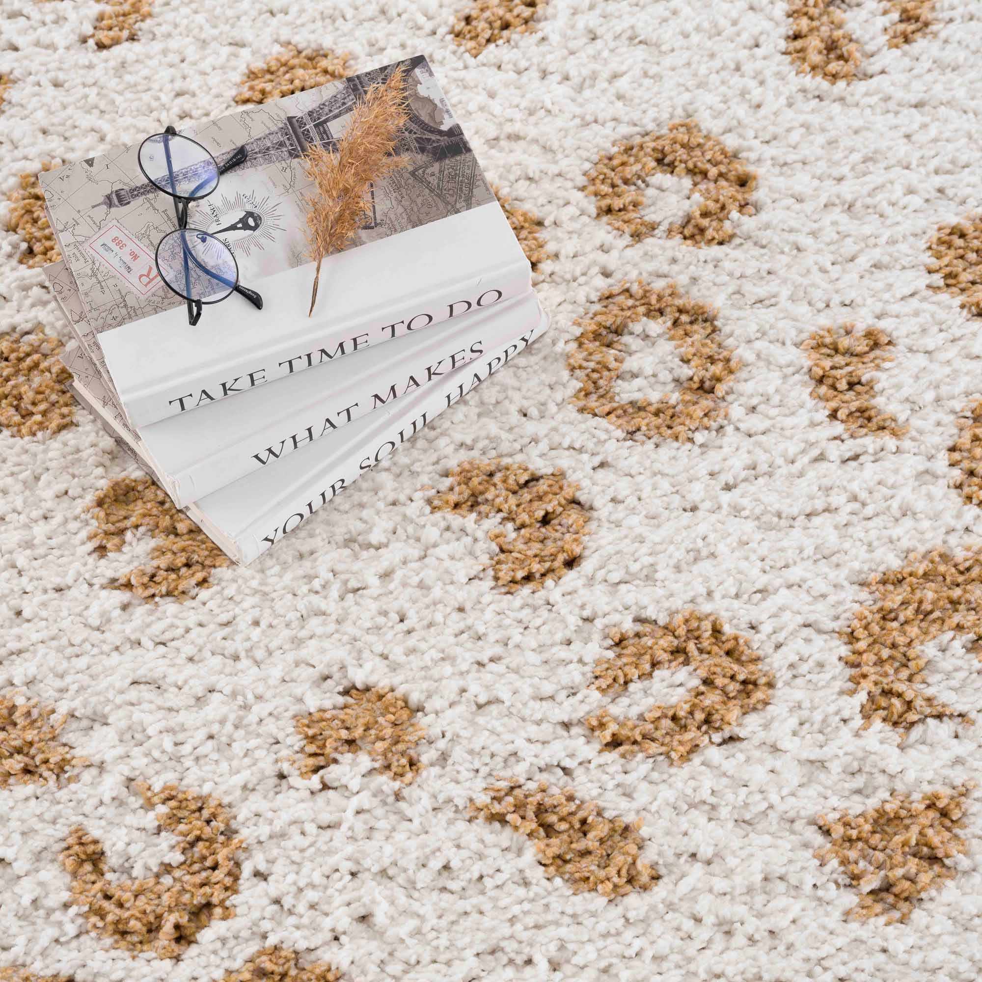 Modern Ivory and Gold Leopard Print Plush Pile Moroccan Style Area Rug - Image 11