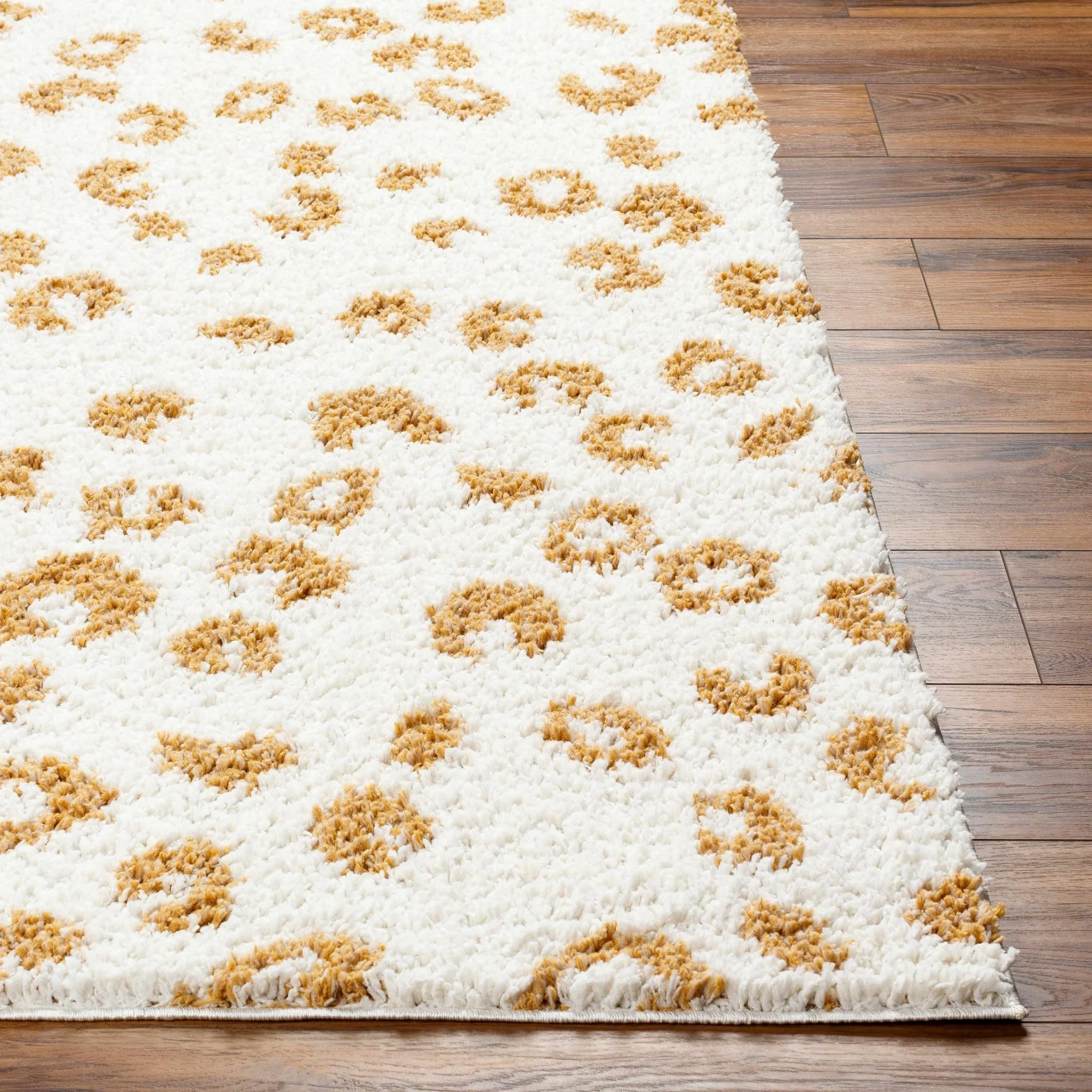 Modern Ivory and Gold Leopard Print Plush Pile Moroccan Style Area Rug - Image 15