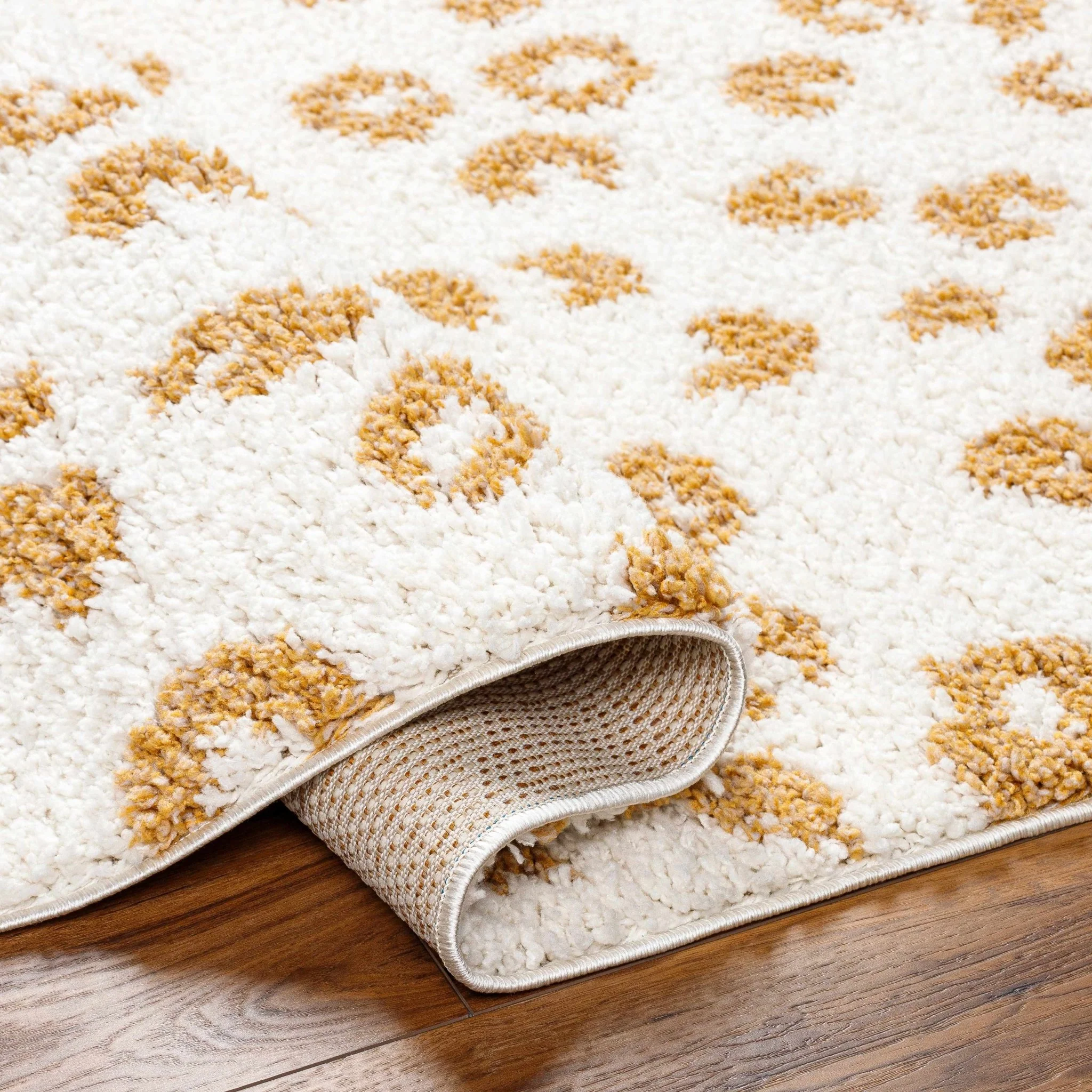 Modern Ivory and Gold Leopard Print Plush Pile Moroccan Style Area Rug - Image 17