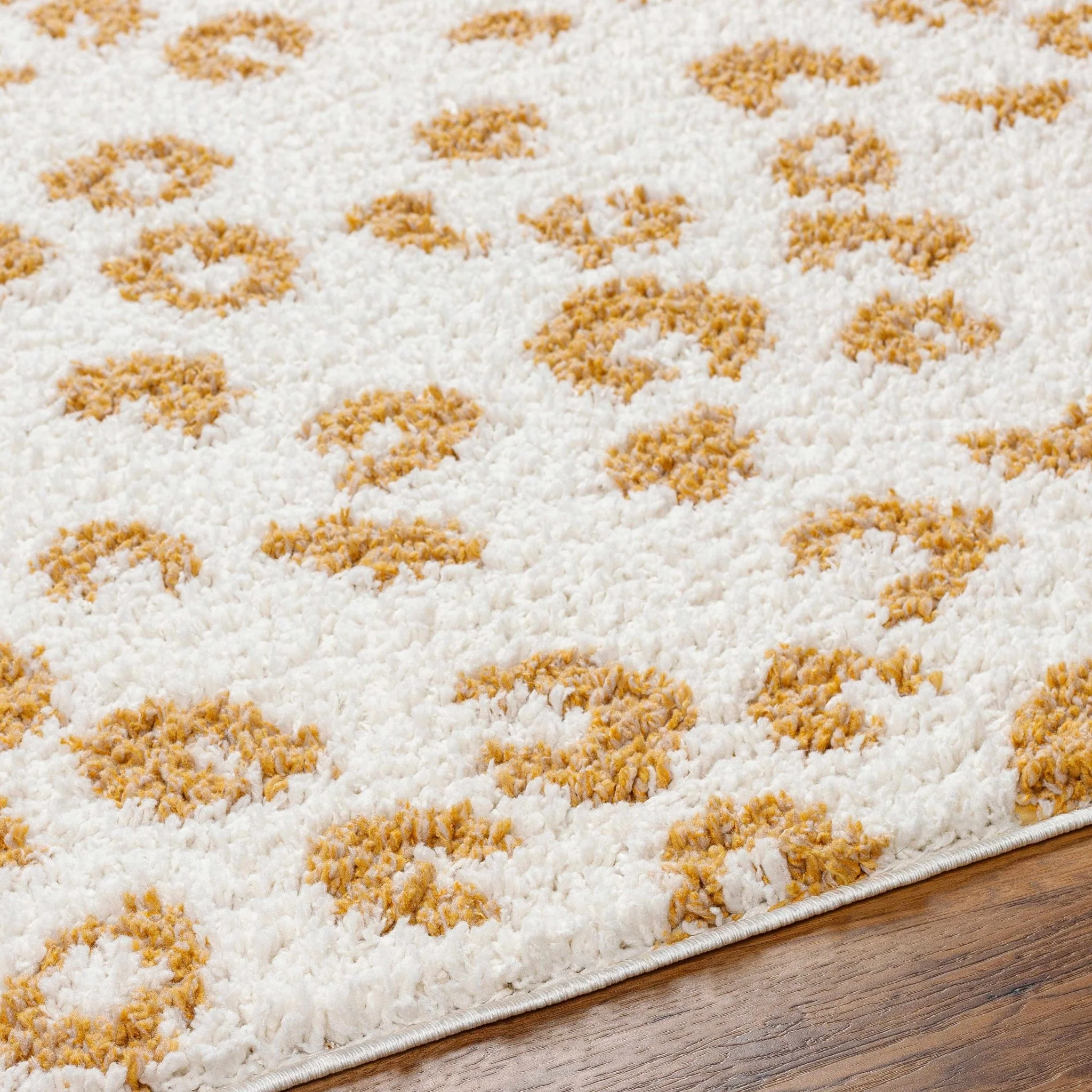 Modern Ivory and Gold Leopard Print Plush Pile Moroccan Style Area Rug - Image 18