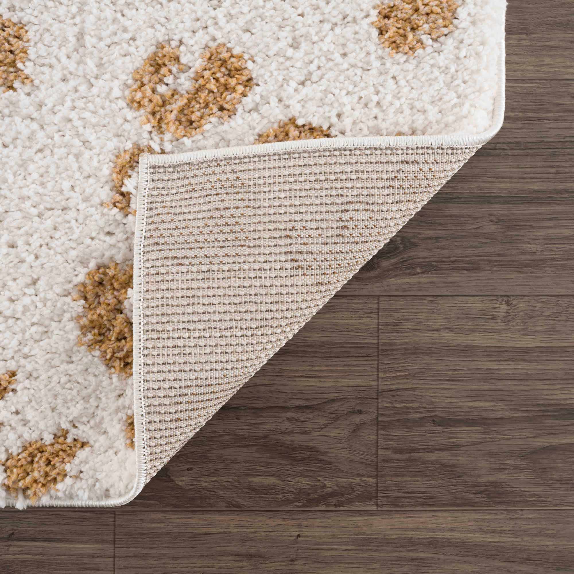 Modern Ivory and Gold Leopard Print Plush Pile Moroccan Style Area Rug - Image 3