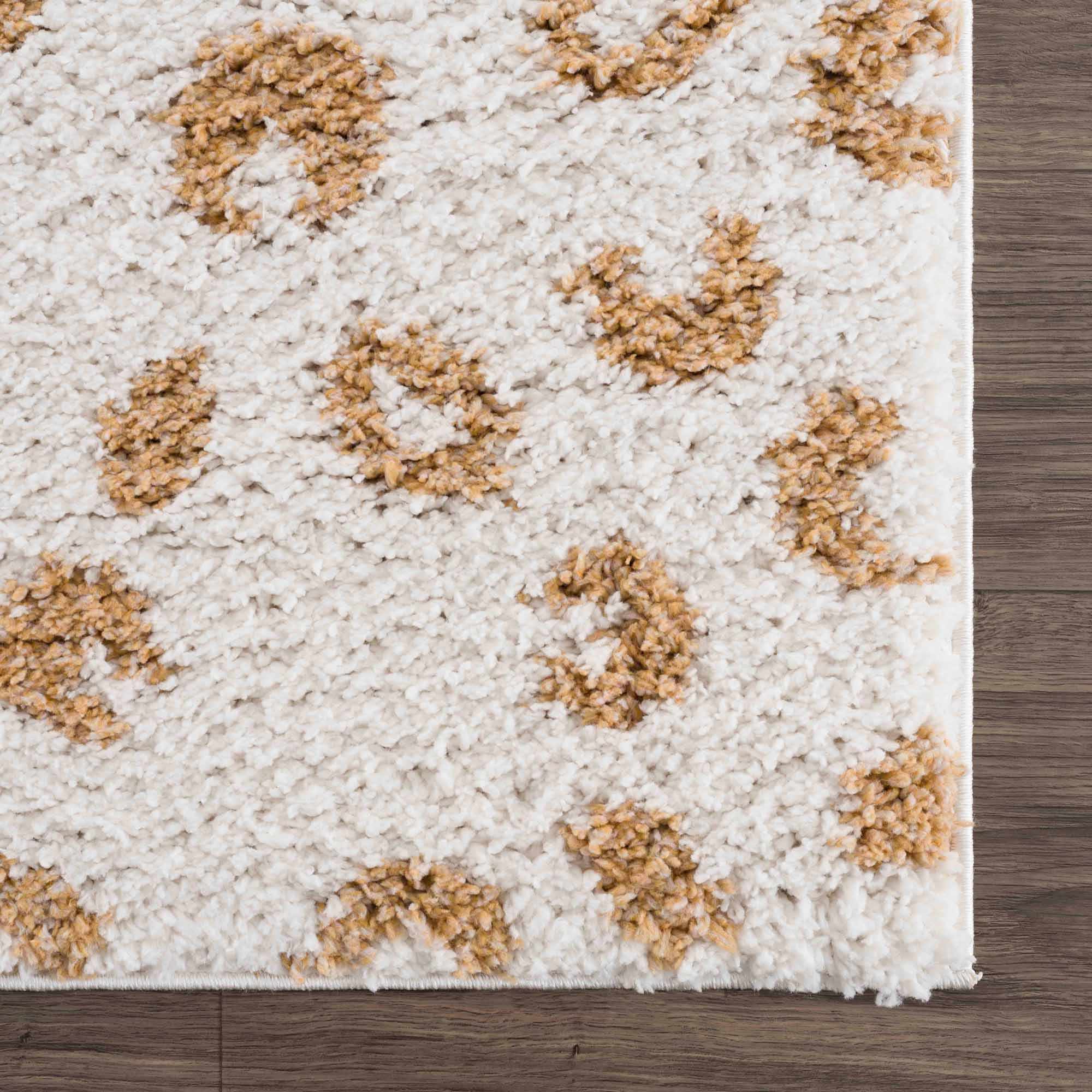 Modern Ivory and Gold Leopard Print Plush Pile Moroccan Style Area Rug - Image 8