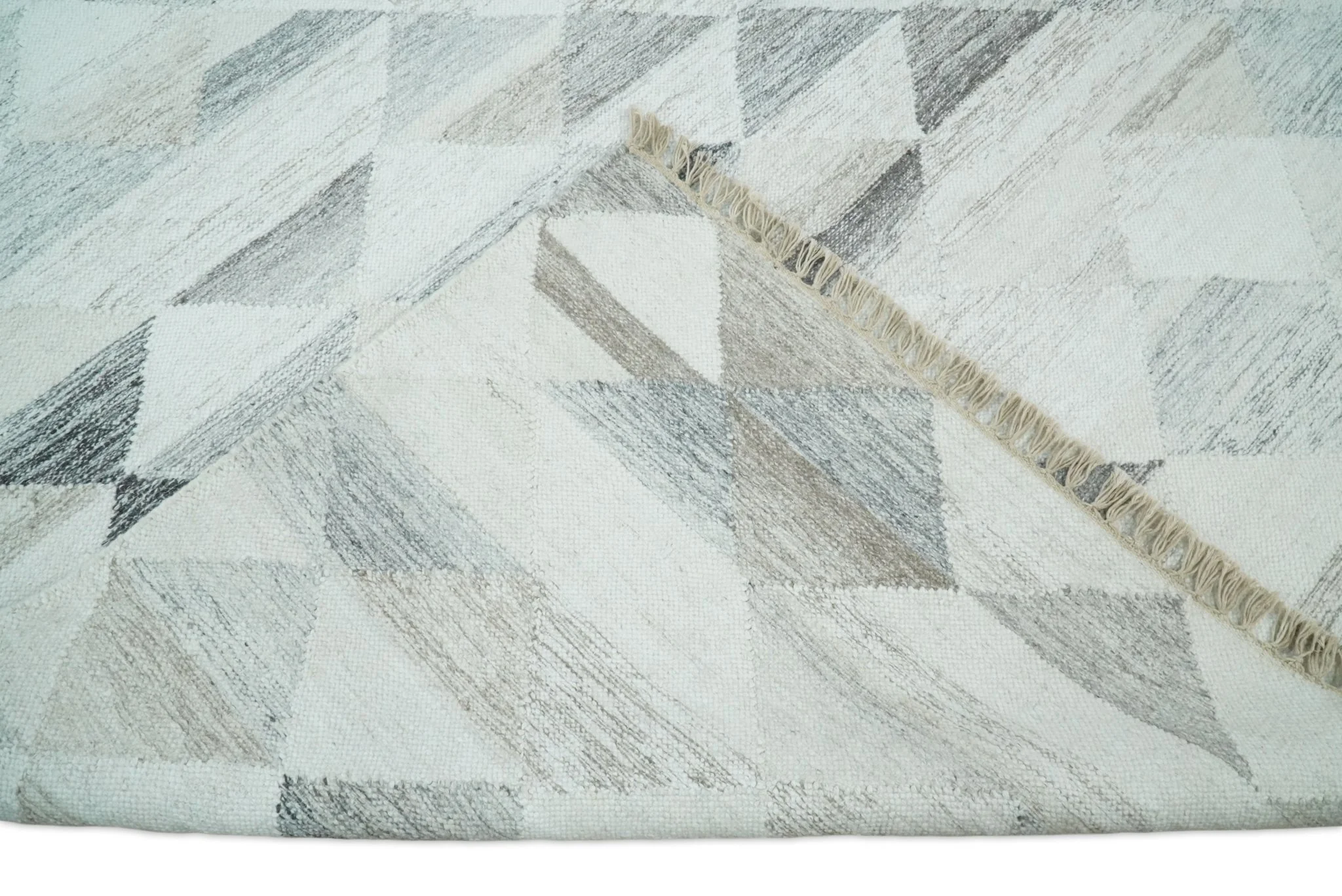 Ivory and Gray Boho Kilim Rug made with Fine Wool Blend | SE5 - Image 3