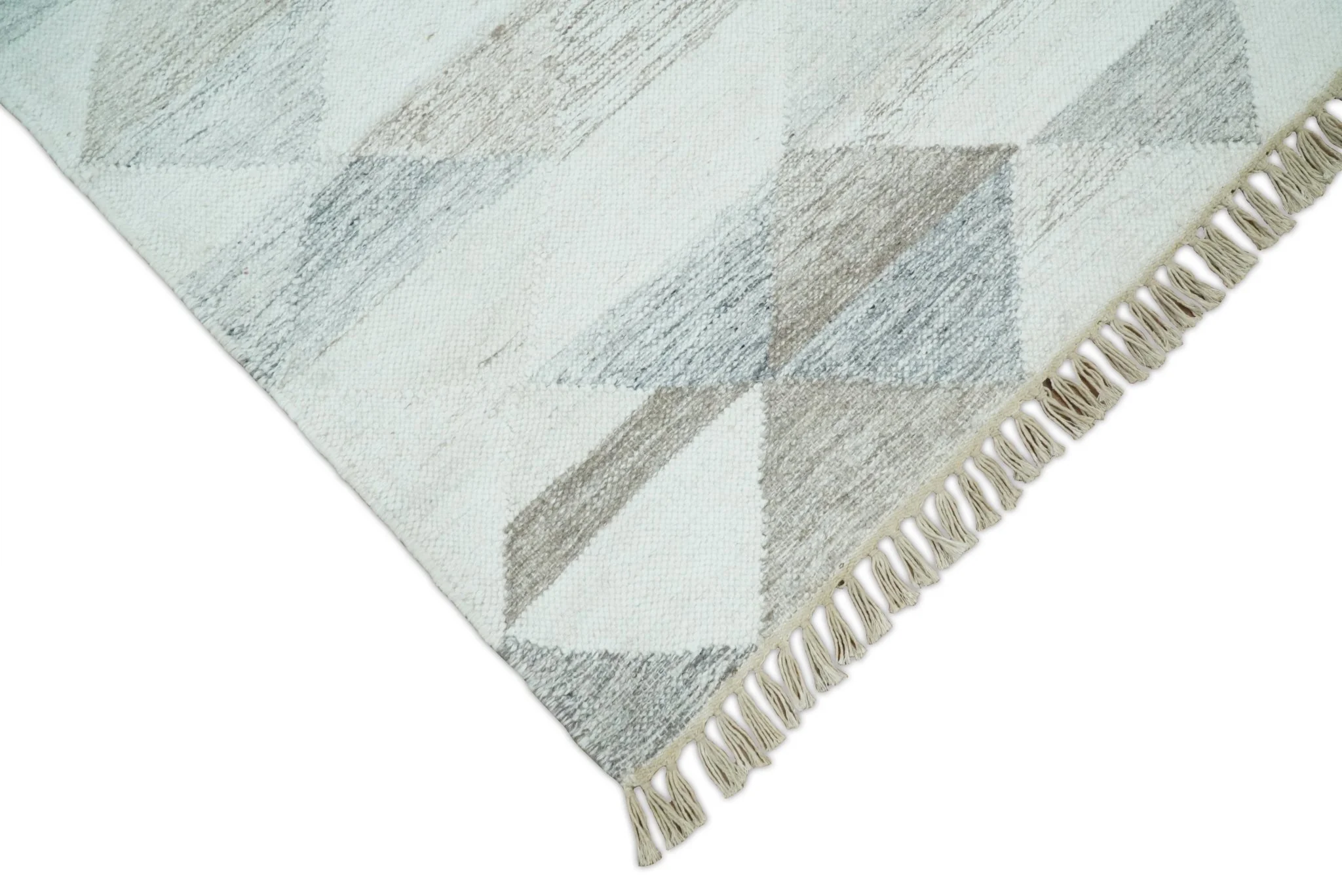 Ivory and Gray Boho Kilim Rug made with Fine Wool Blend | SE5 - Image 5