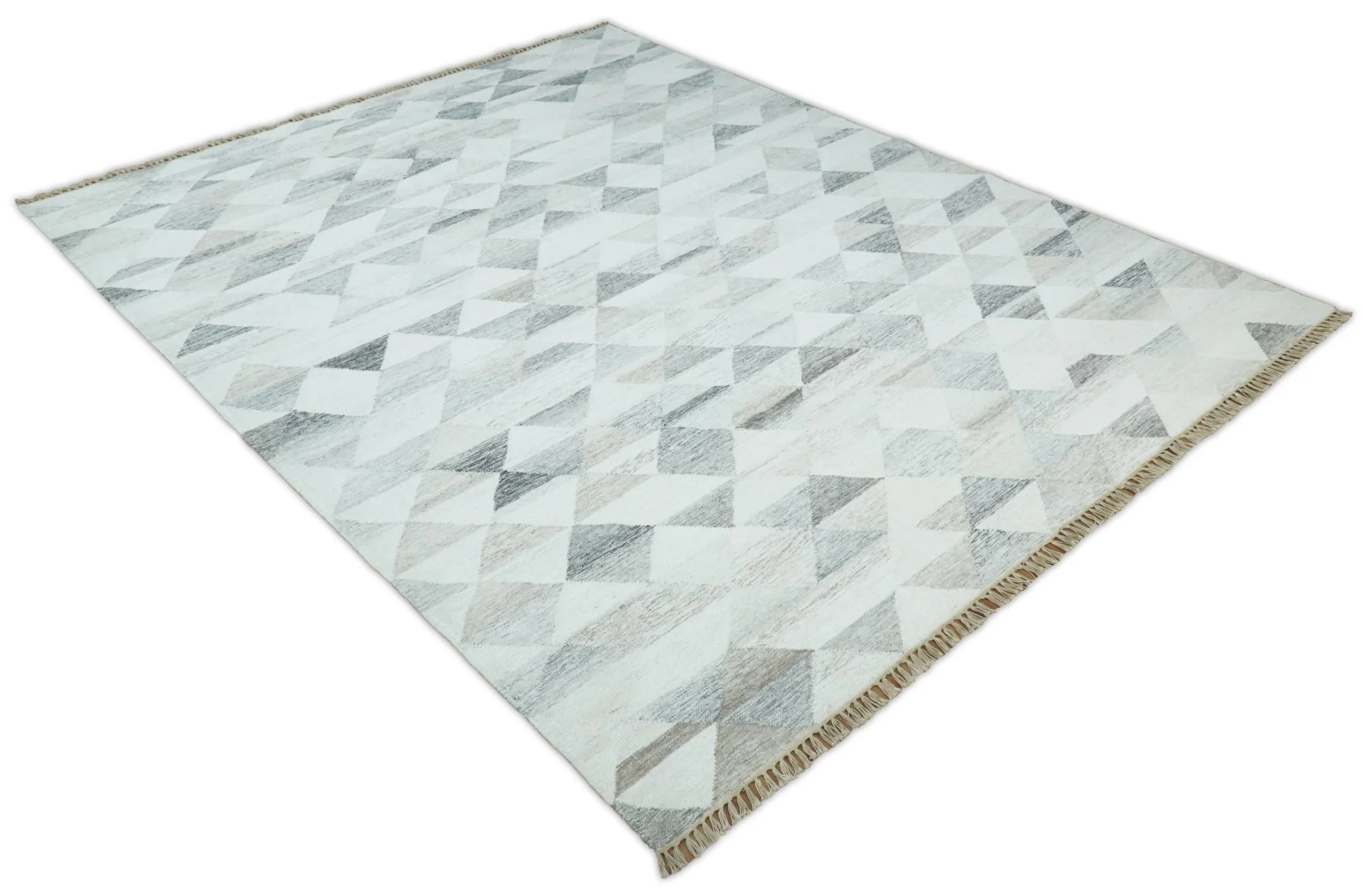 Ivory and Gray Boho Kilim Rug made with Fine Wool Blend | SE5 - Image 6