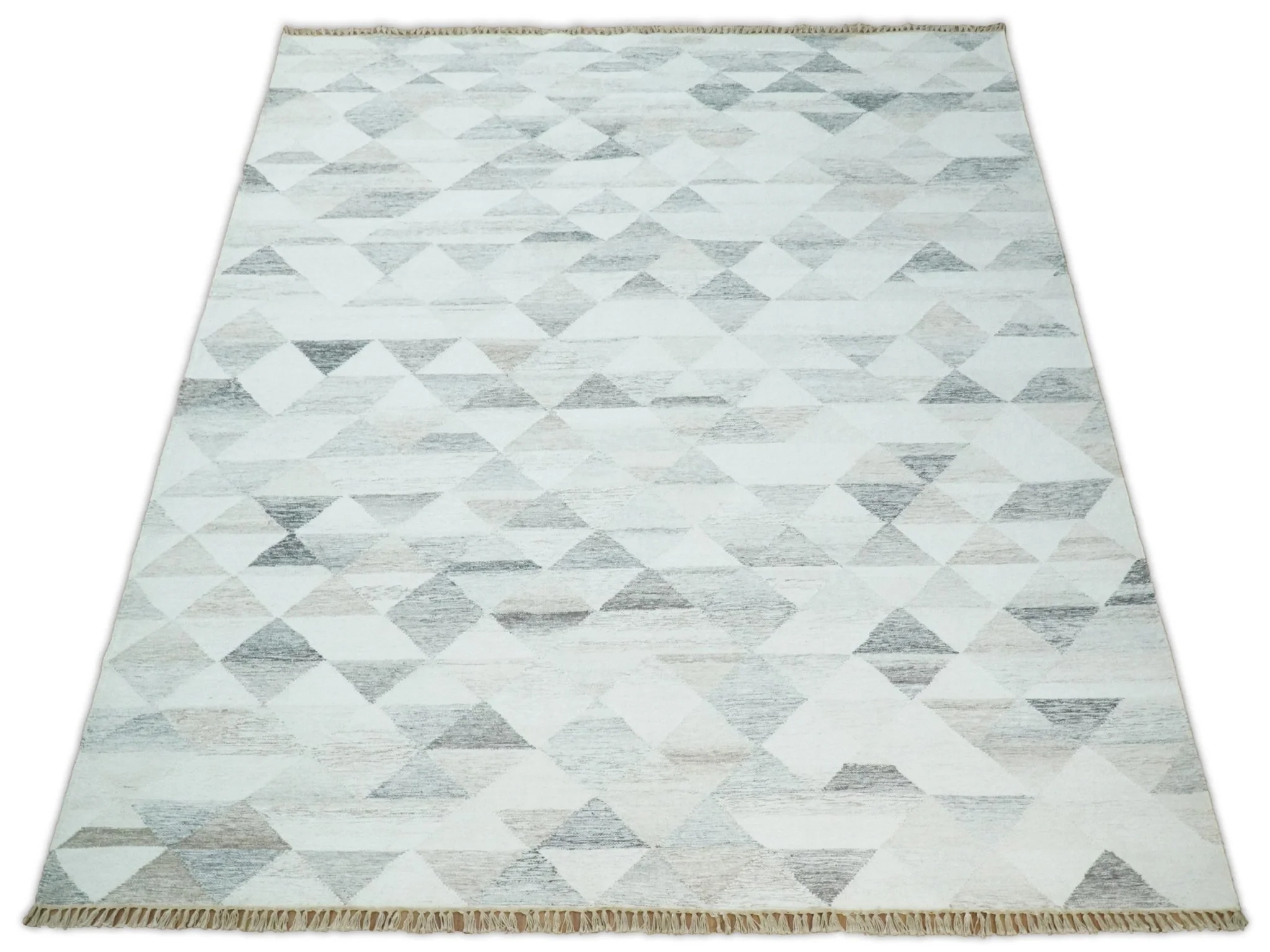 Ivory and Gray Boho Kilim Rug made with Fine Wool Blend | SE5 - Image 7