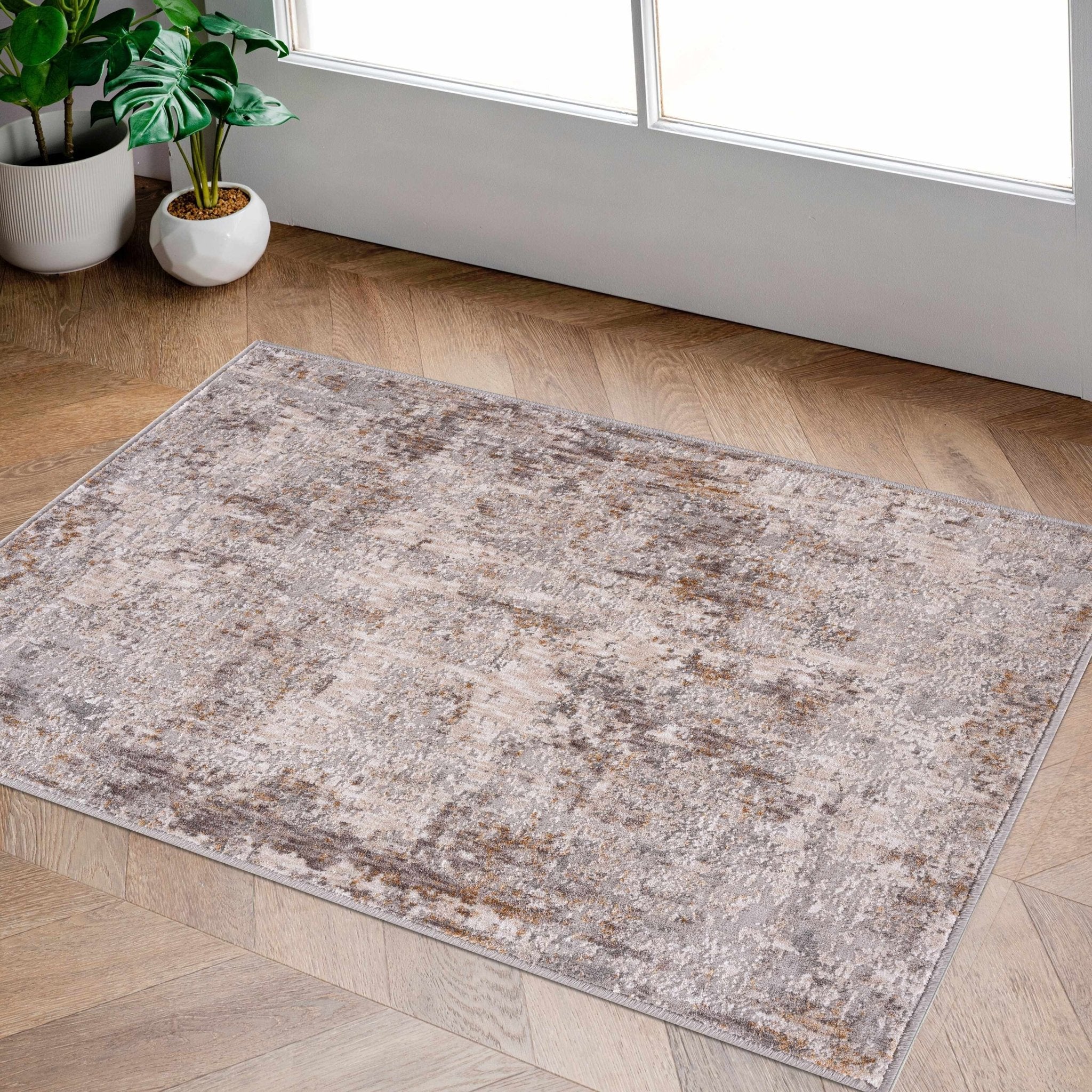 Ivory And Gray Contemporary Style Machine Woven Area Rug - Image 9