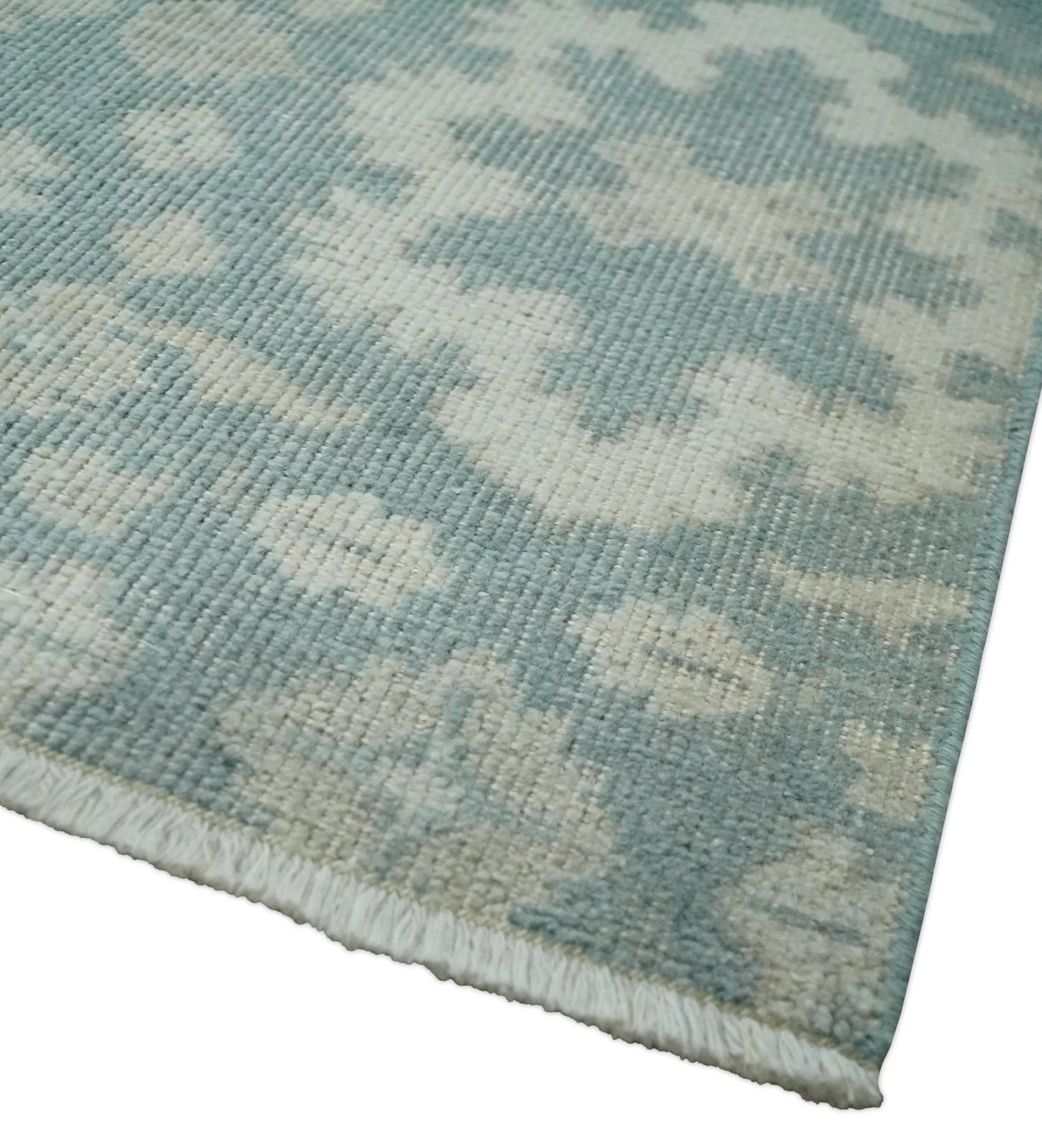 Antique Style Ivory and Gray Hand Knotted Traditional Oushak 2x4 wool Bedside Rug - Image 3