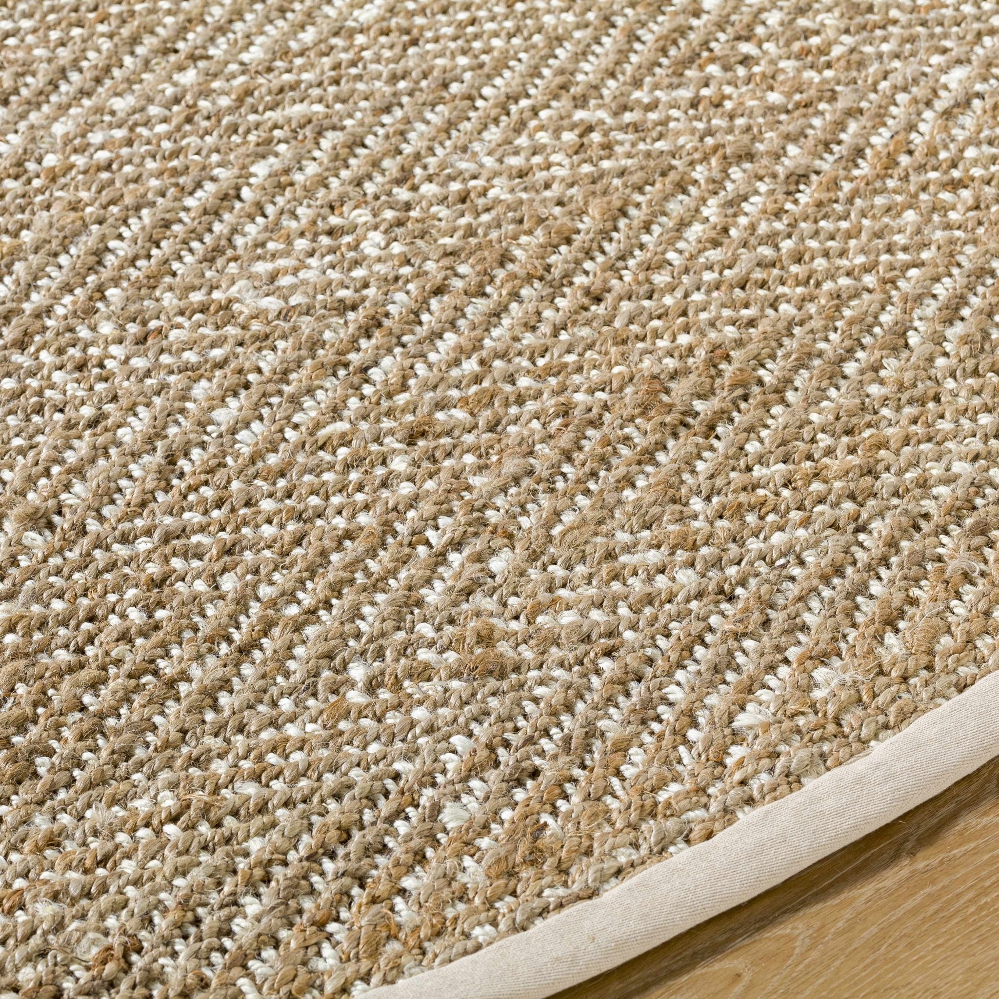 Hand Woven Ivory and Natural brown Chevron design Jute Braided Multi Size Rug - Image 12
