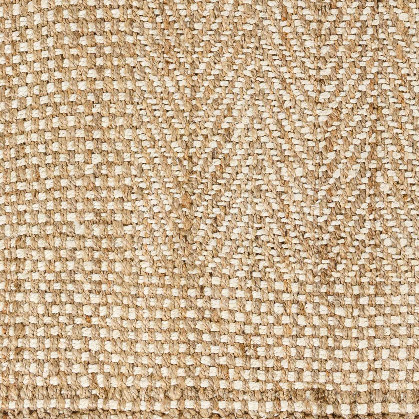 Hand Woven Ivory and Natural brown Chevron design Jute Braided Multi Size Rug - Image 6