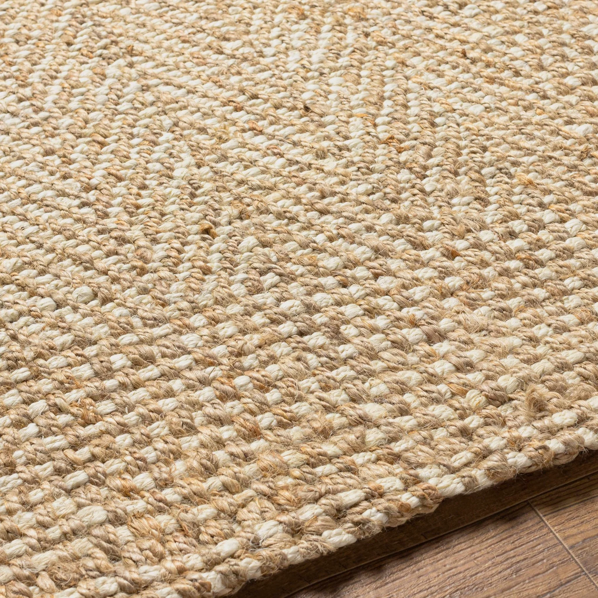 Hand Woven Ivory and Natural brown Chevron design Jute Braided Multi Size Rug - Image 7