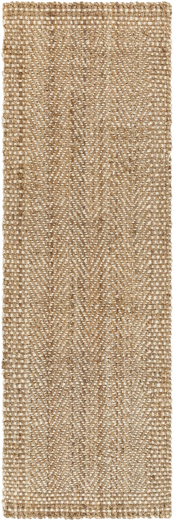 Hand Woven Ivory and Natural brown Chevron design Jute Braided Multi Size Rug - Image 8