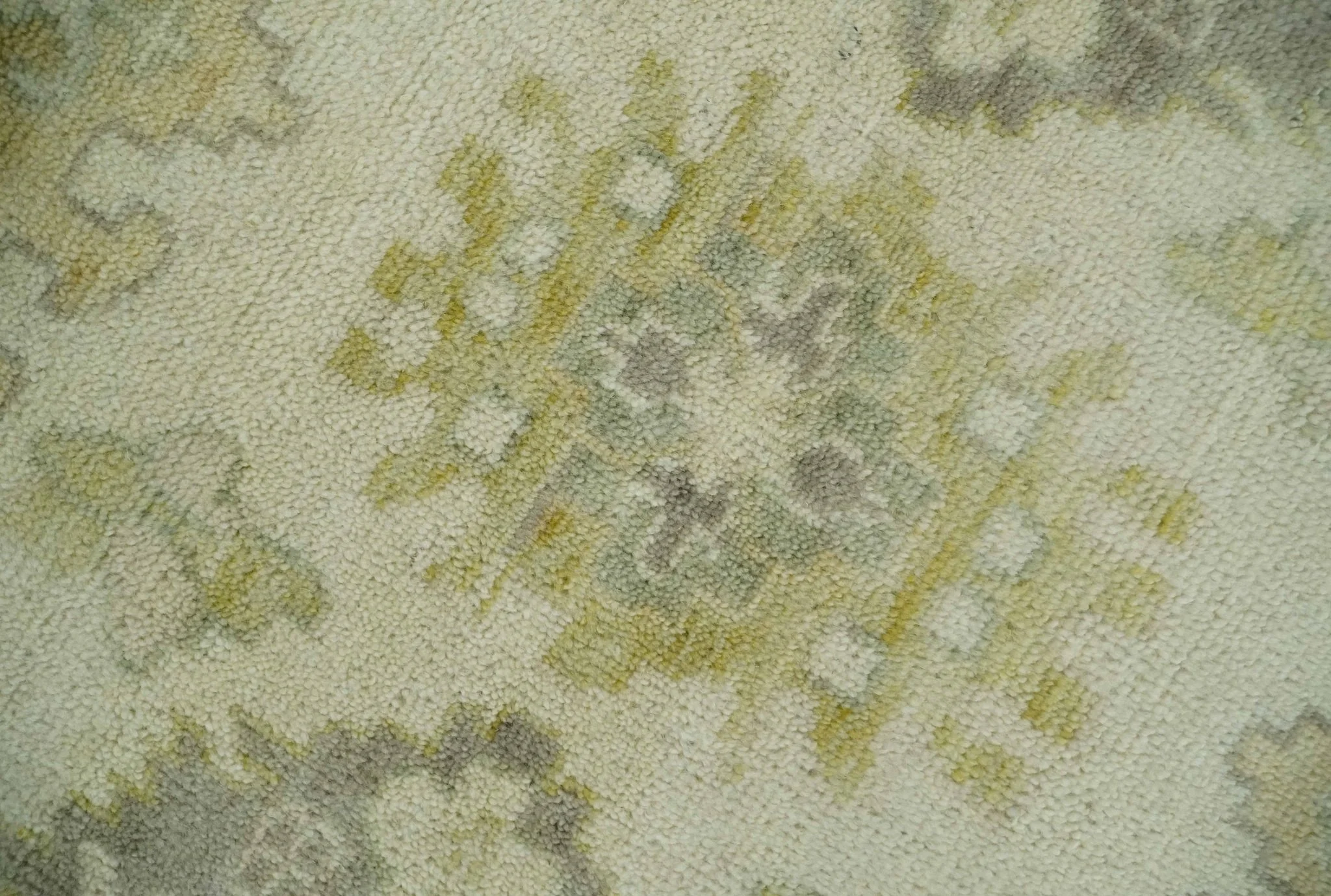 Earthy Ivory and Olive 9x12 Traditional Antique Finish Hand knotted Wool Area Rug - Image 4