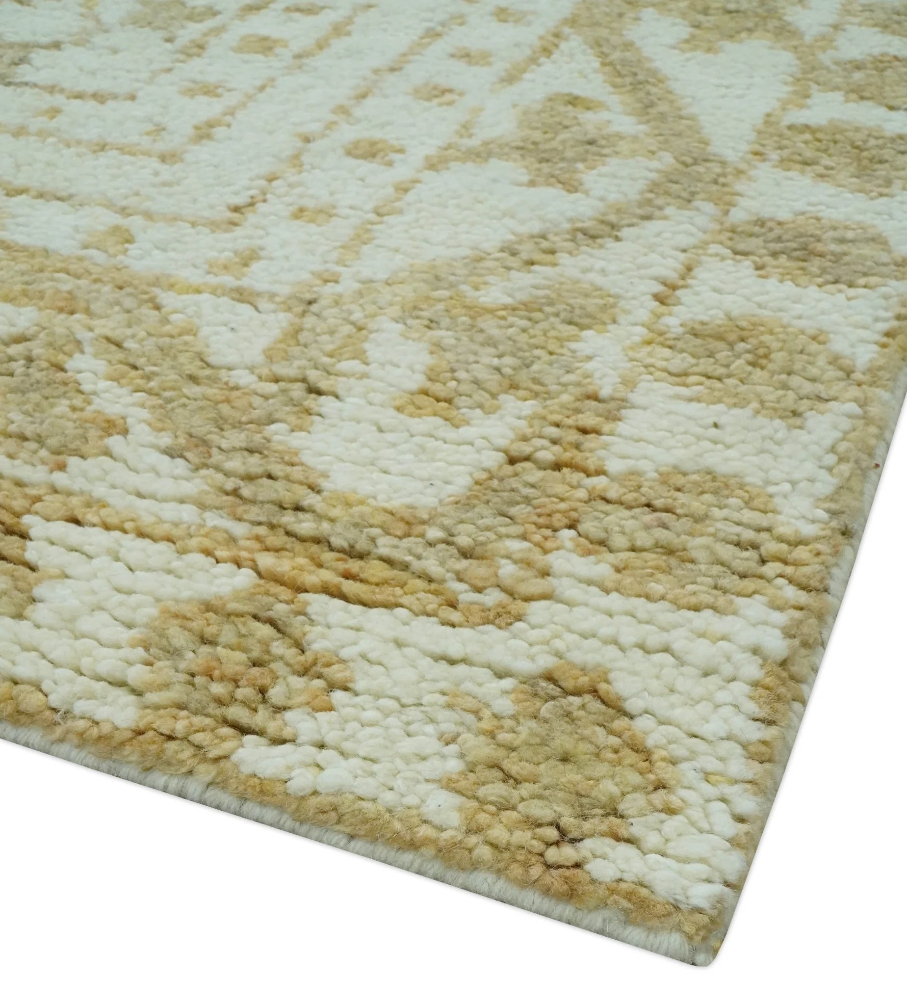 Custom Made Ivory and Olive Traditional Hand Knotted wool Area Rug - Image 6