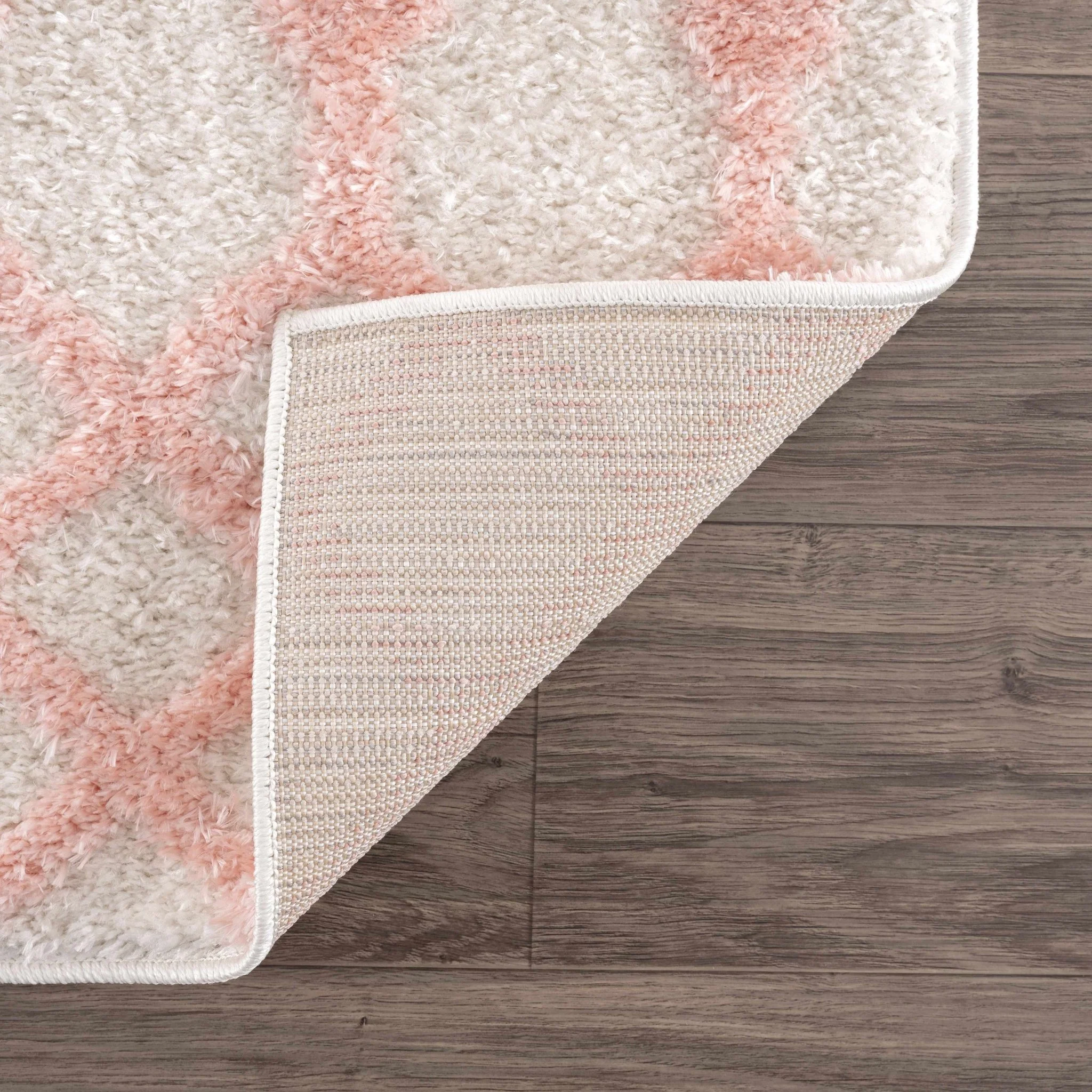 Ivory and Peach Tribal Design High low Texture Plush Pile  Area Rug - Image 11