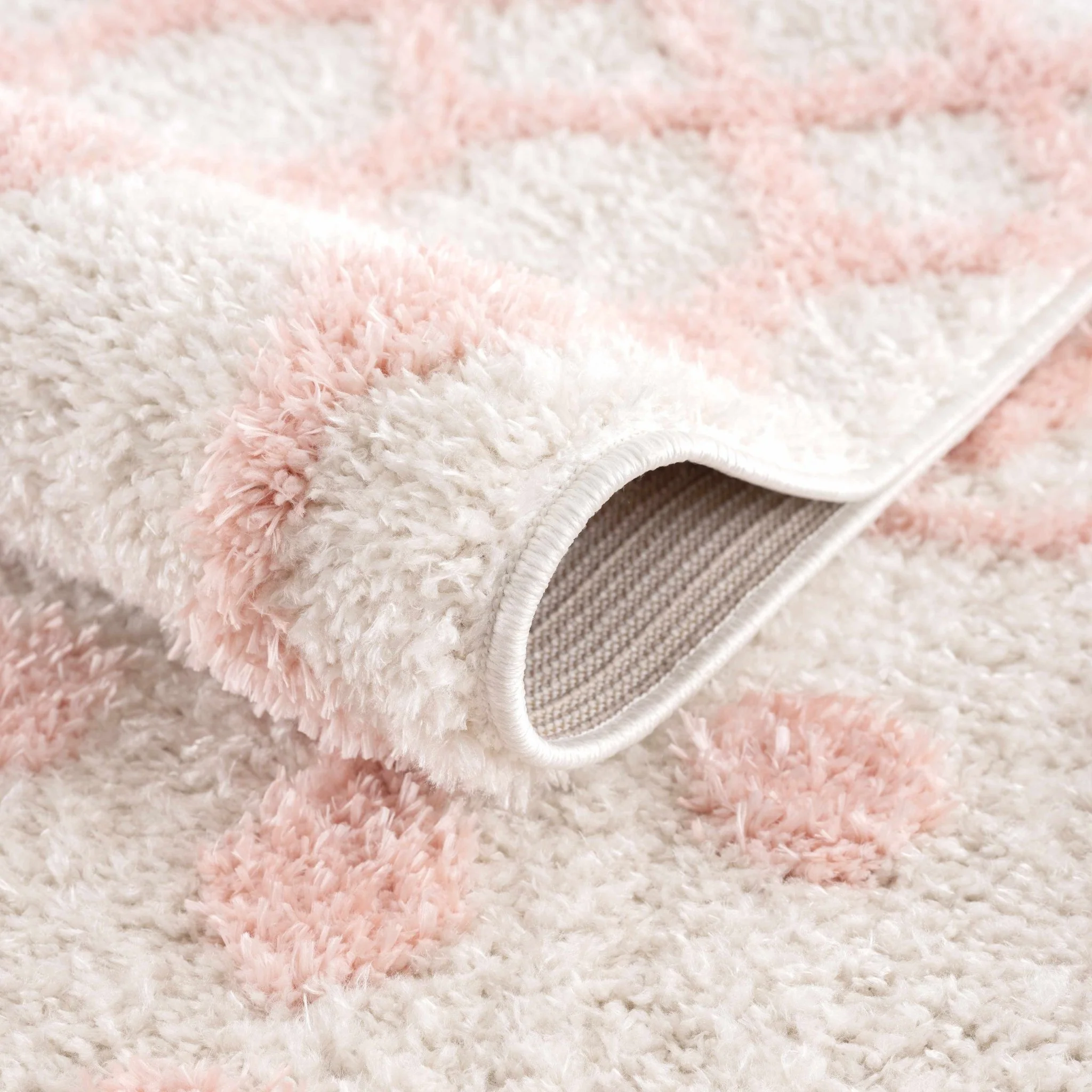 Ivory and Peach Tribal Design High low Texture Plush Pile  Area Rug - Image 13