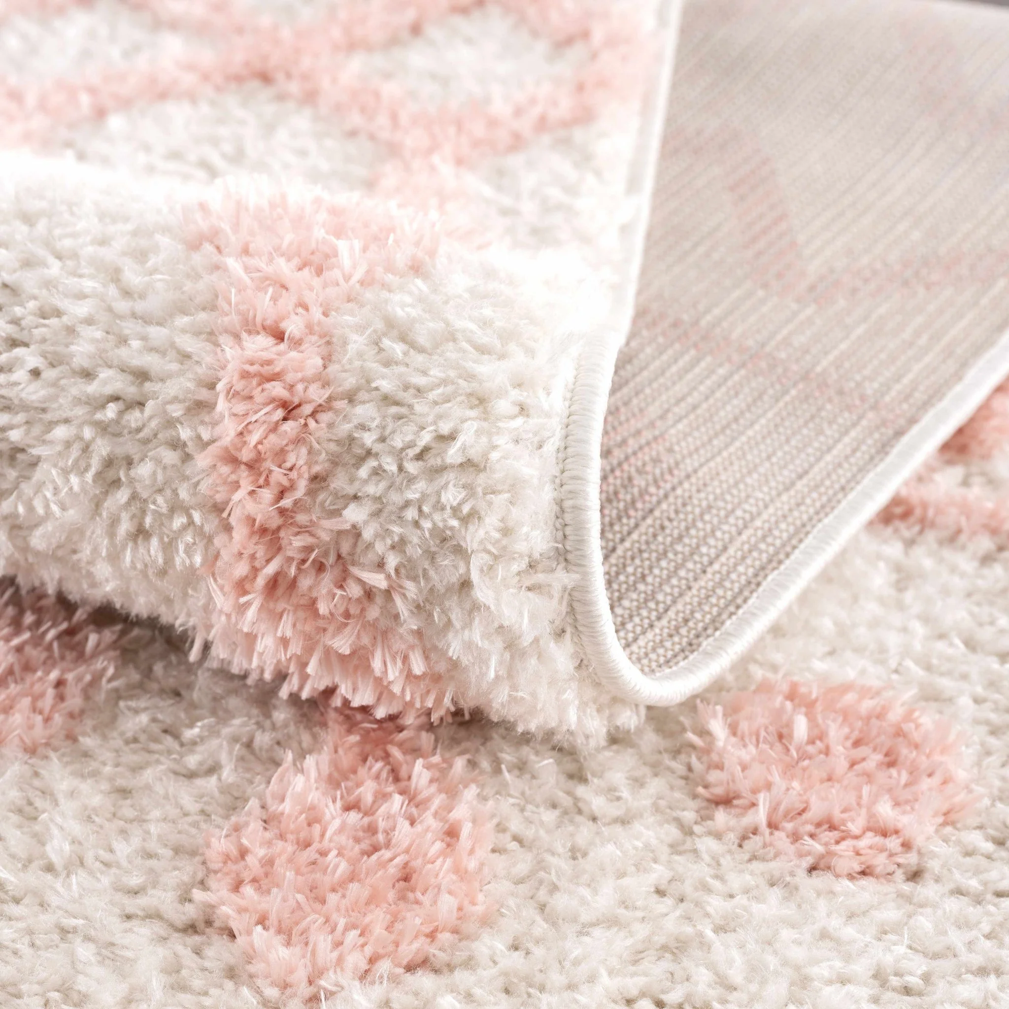 Ivory and Peach Tribal Design High low Texture Plush Pile  Area Rug - Image 14
