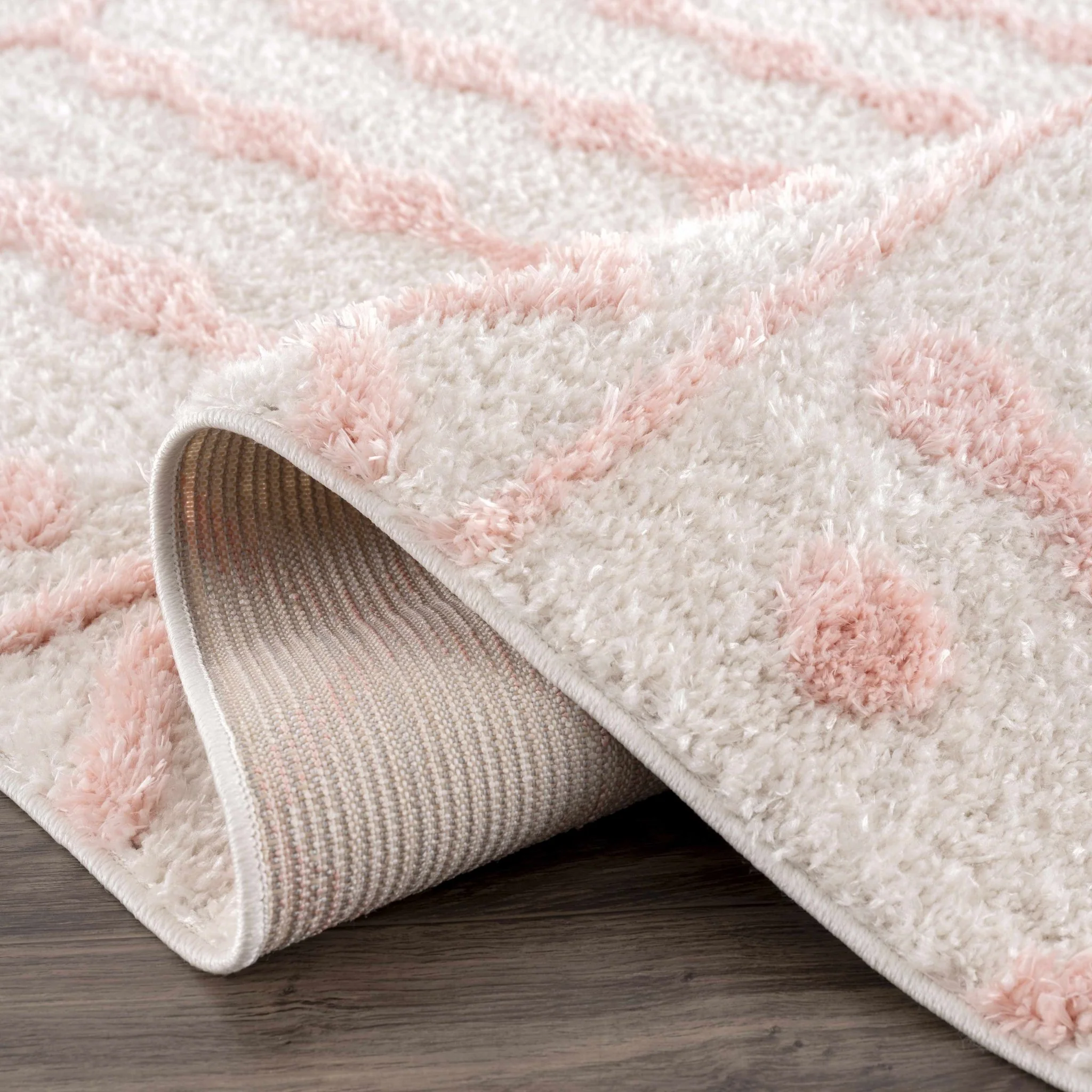 Ivory and Peach Tribal Design High low Texture Plush Pile  Area Rug - Image 16