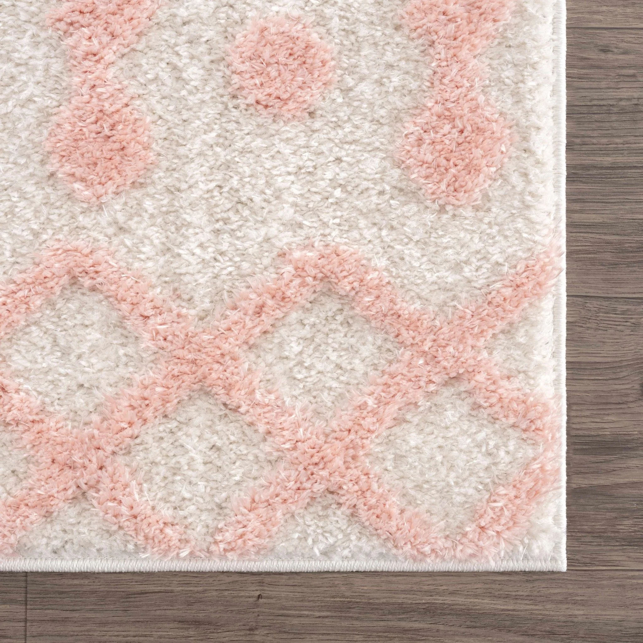 Ivory and Peach Tribal Design High low Texture Plush Pile  Area Rug - Image 17