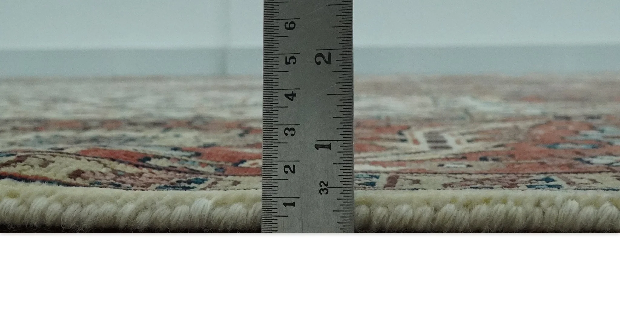 Premium Fine Floral Ivory and Rust Traditional Heriz 9x12 Hand Knotted wool area rug - Image 8