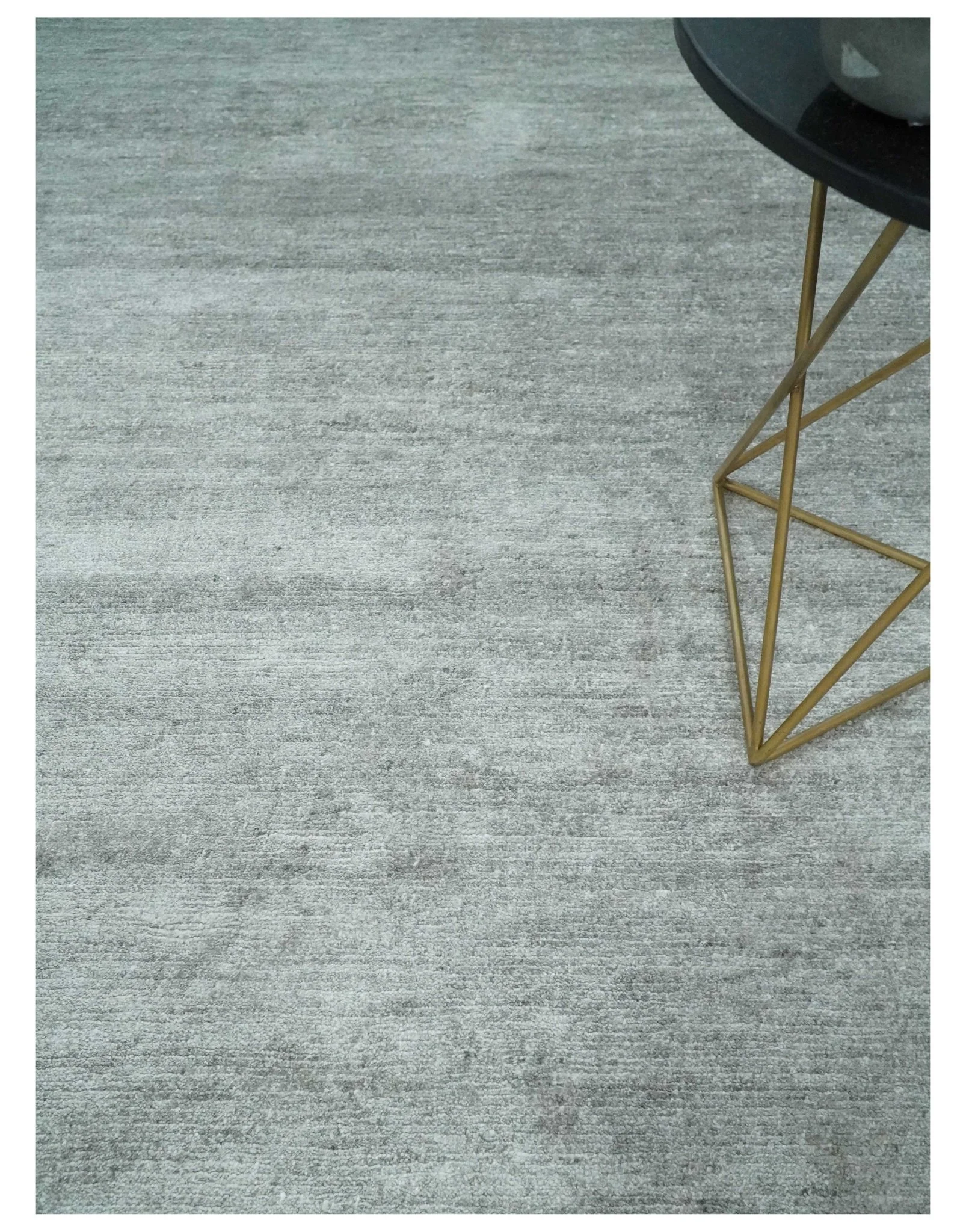 8x10 Ivory and Silver Blended Hand Loomed Modern Scandinavian Art Silk Area Rug - Image 2