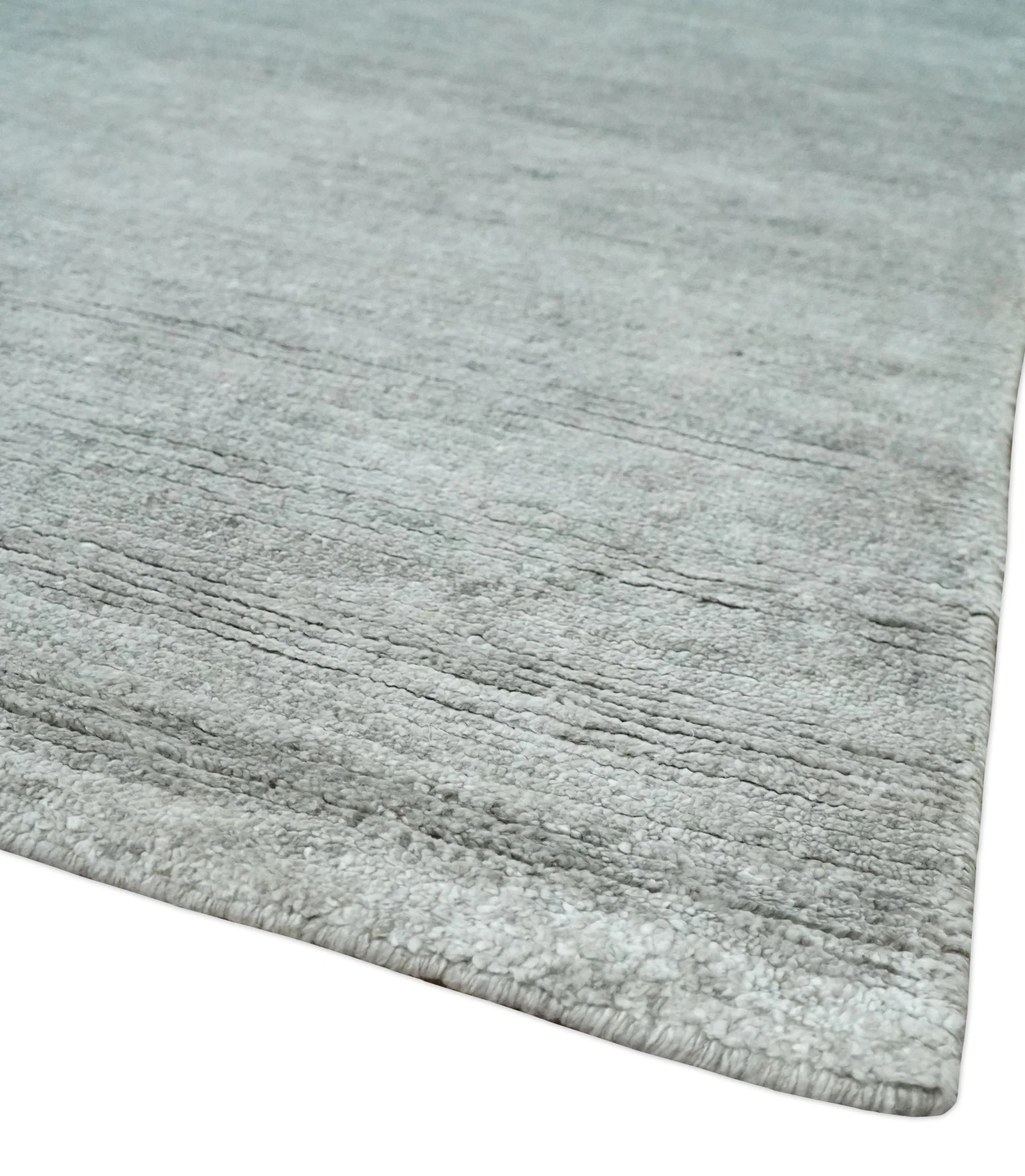 8x10 Ivory and Silver Blended Hand Loomed Modern Scandinavian Art Silk Area Rug - Image 5